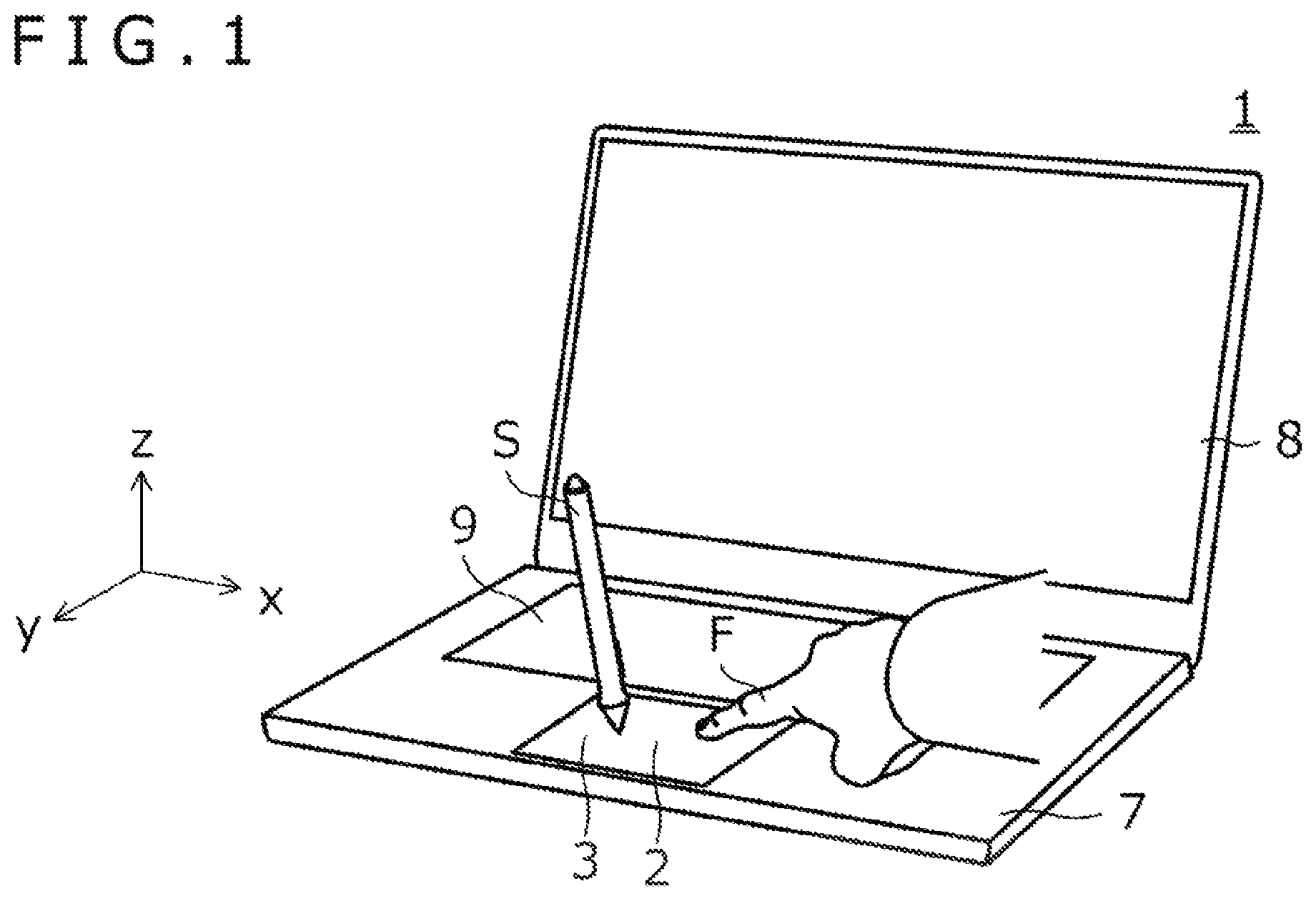 Patent US11782530 Figure 1 – Touch pad and computer