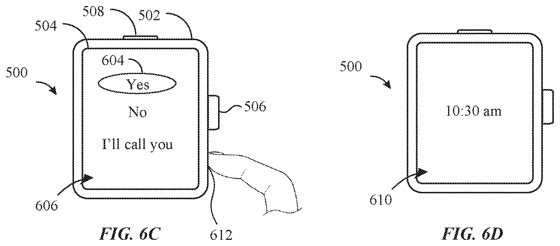 Patent US11782531 Figure 10 – Gesture detection, list navigation, and item selection using a crown and sensors