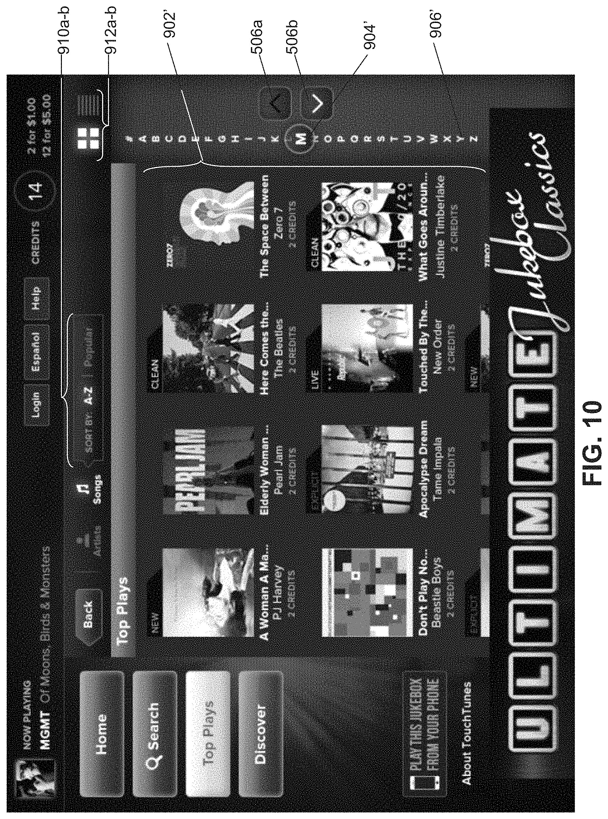 Patent US11782538 Figure 10 – Digital jukebox device with improved user interfaces, and associated methods