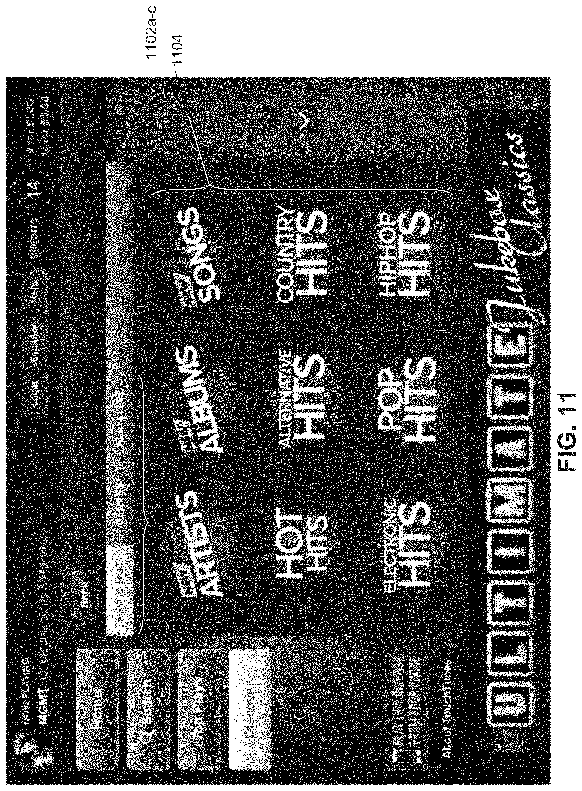 Patent US11782538 Figure 11 – Digital jukebox device with improved user interfaces, and associated methods
