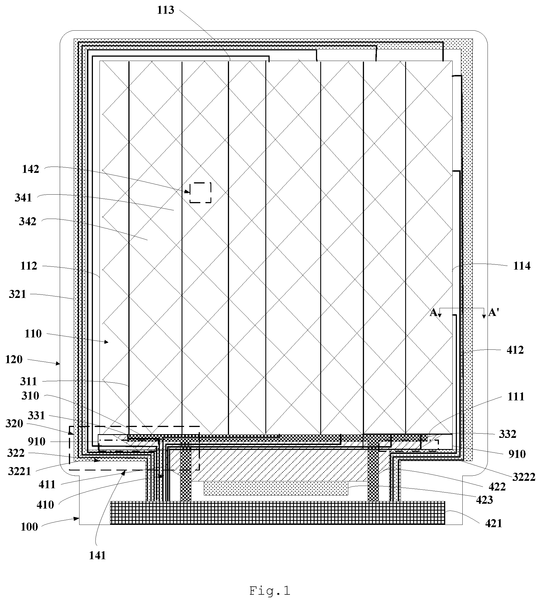 Patent US11782547 Figure 1 – Display substrate and manufacturing method therefor, and display device