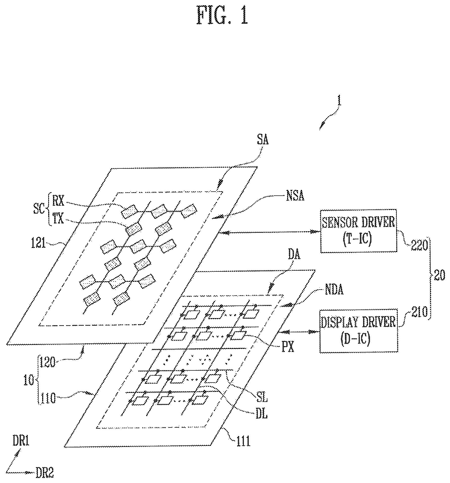 Patent US11782553 Figure 1 – Display device having different modes for transmitting a sensing signal in an area and a driving method thereof