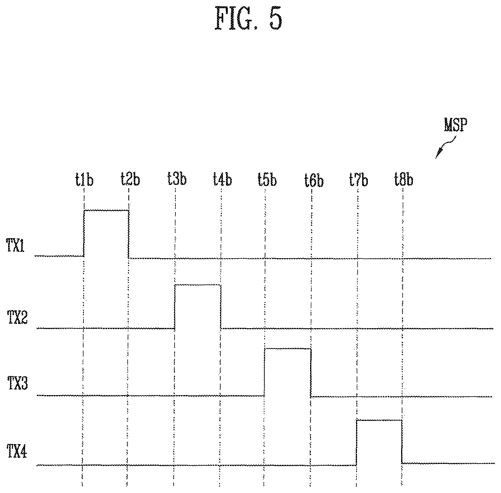 Patent US11782553 Figure 5 – Display device having different modes for transmitting a sensing signal in an area and a driving method thereof