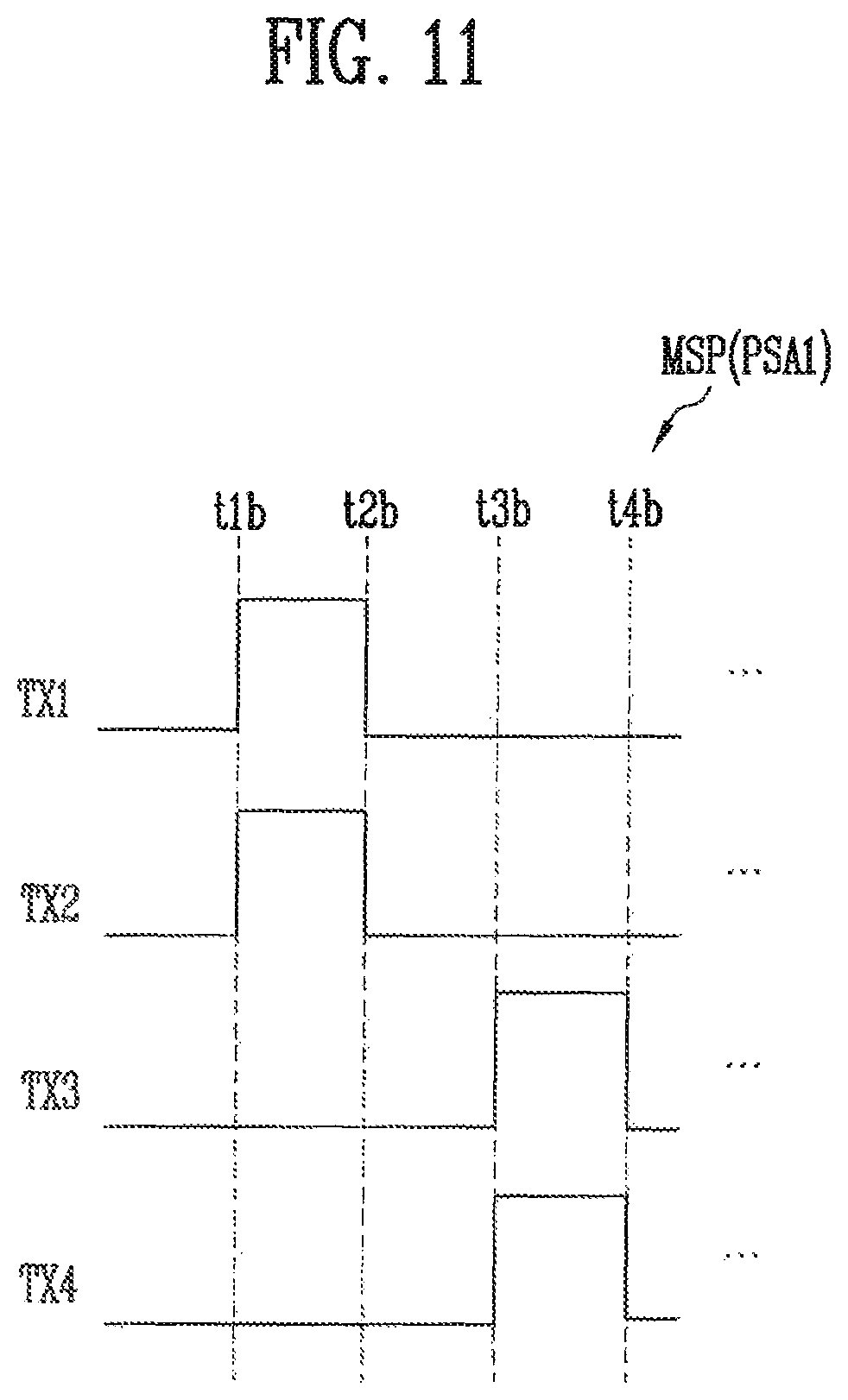 Patent US11782553 Figure 11 – Display device having different modes for transmitting a sensing signal in an area and a driving method thereof