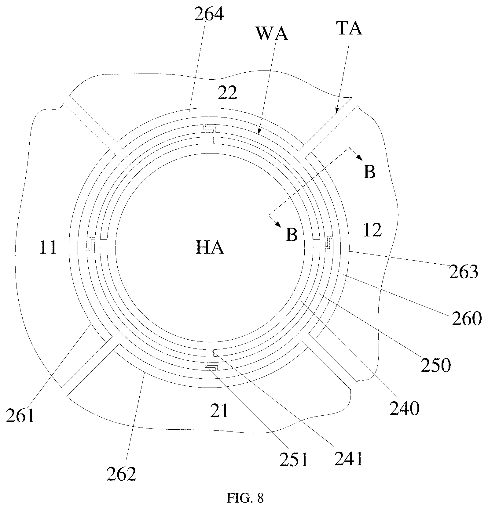 Patent US11782562 Figure 8 – Touch panel, touch display panel, and electronic device
