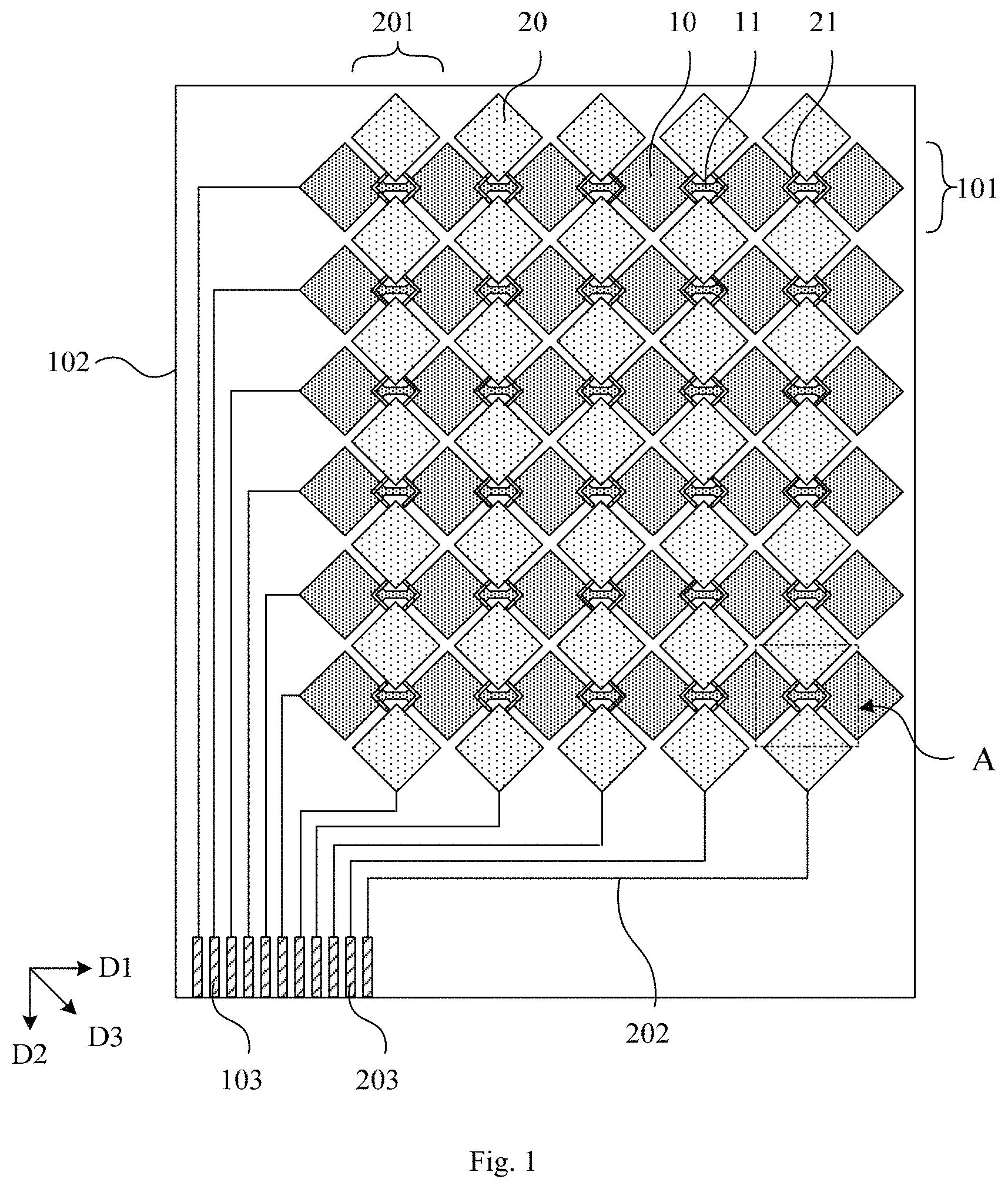 Patent US11782563 — Touch substrate and display device — Figure 1