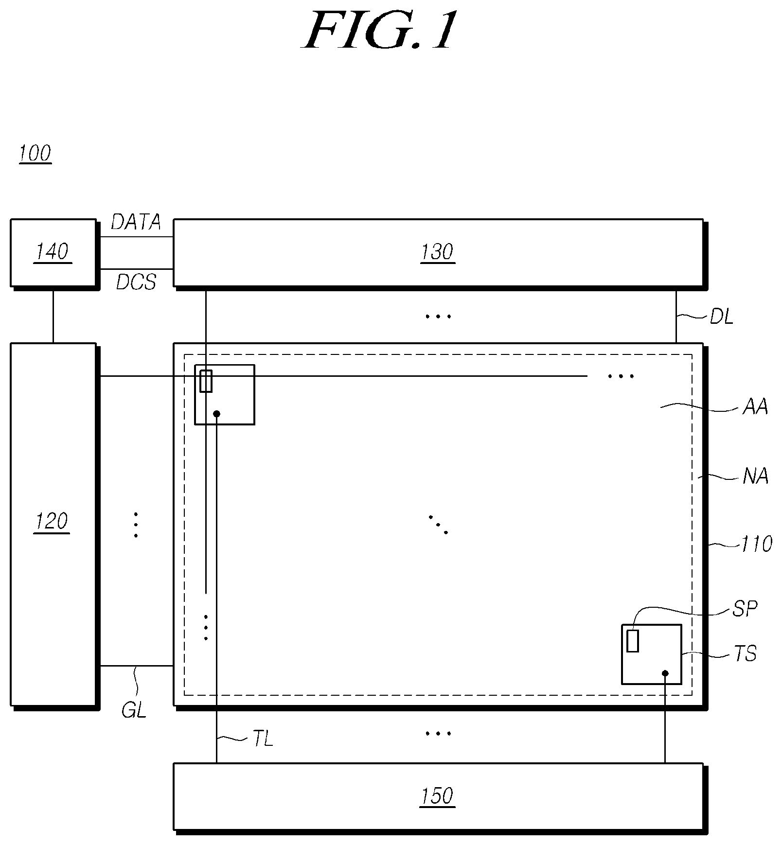Patent US11782567 Figure 1 – Touch display device