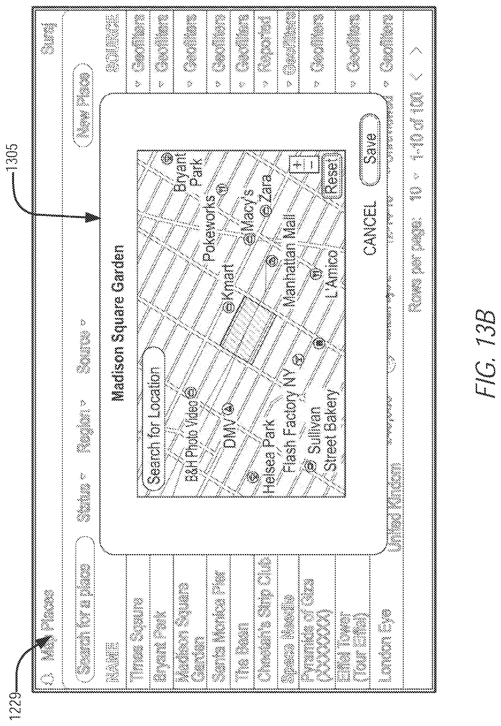 Patent US11782574 Figure 20 – Map-based graphical user interface indicating geospatial activity metrics