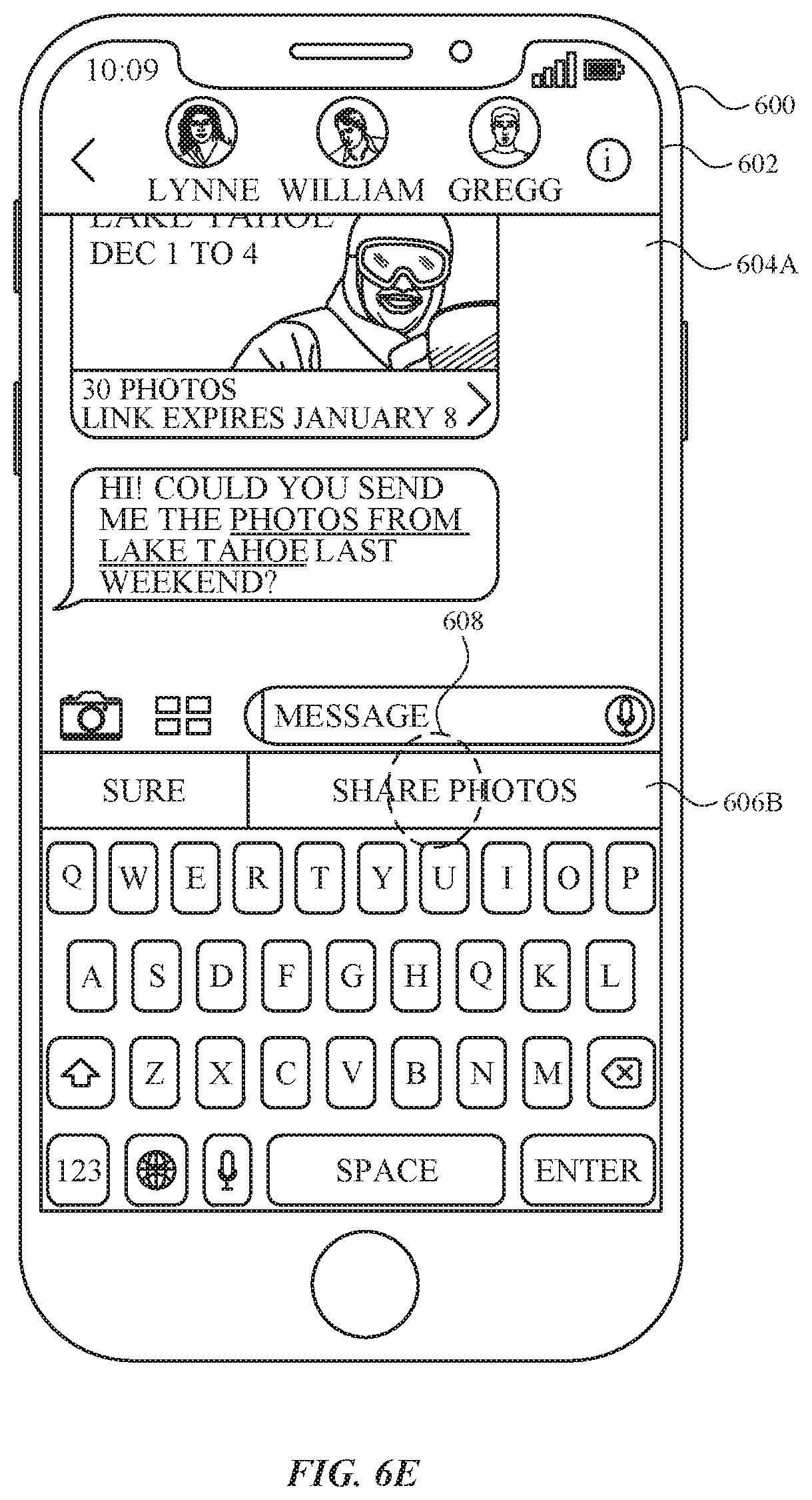 Patent US11782575 Figure 19 – User interfaces for sharing contextually relevant media content