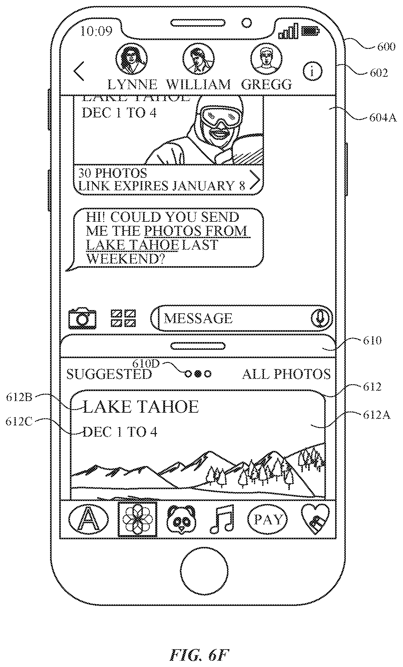 Patent US11782575 Figure 20 – User interfaces for sharing contextually relevant media content