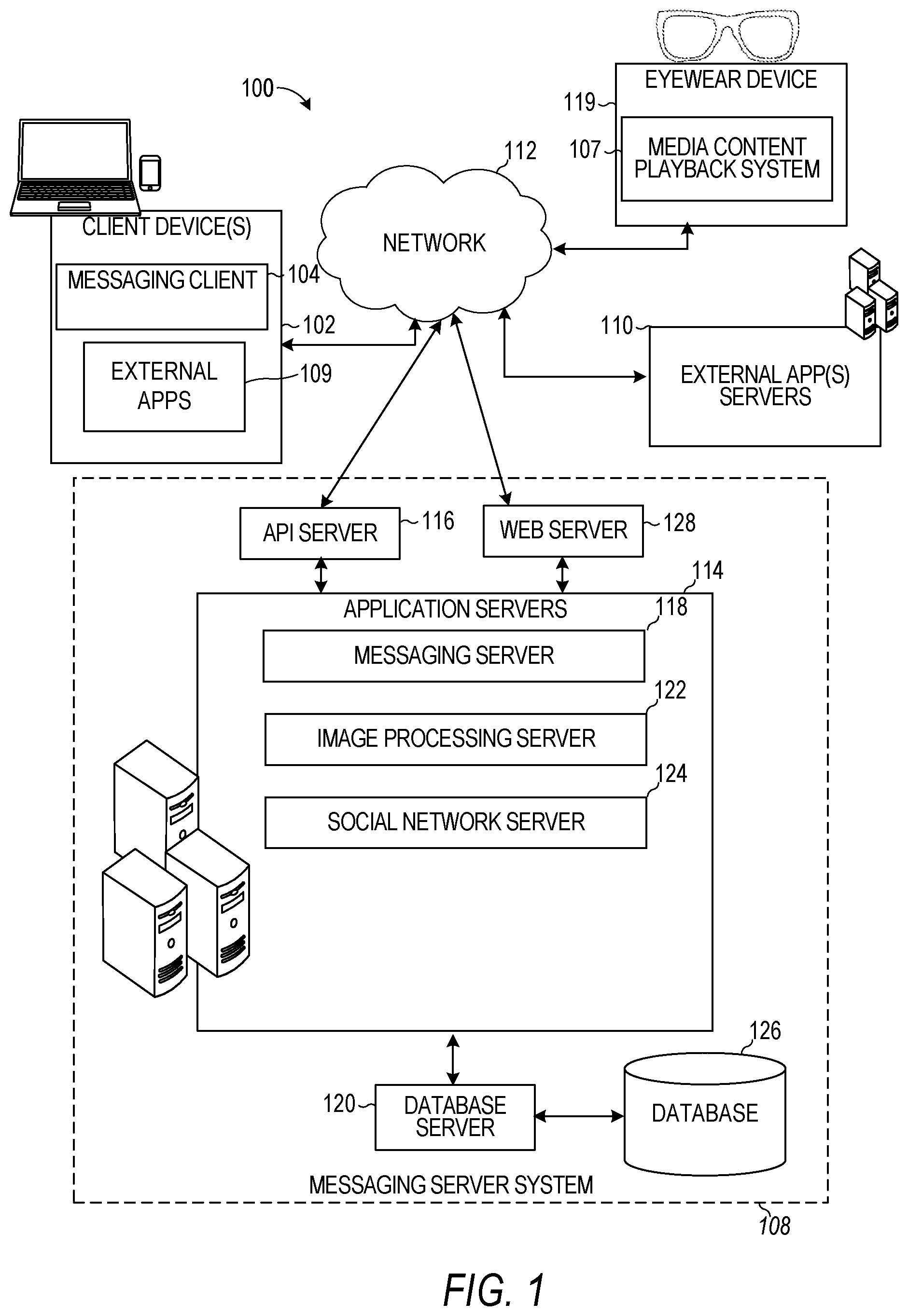 Patent US11782577 Figure 1 – Media content player on an eyewear device