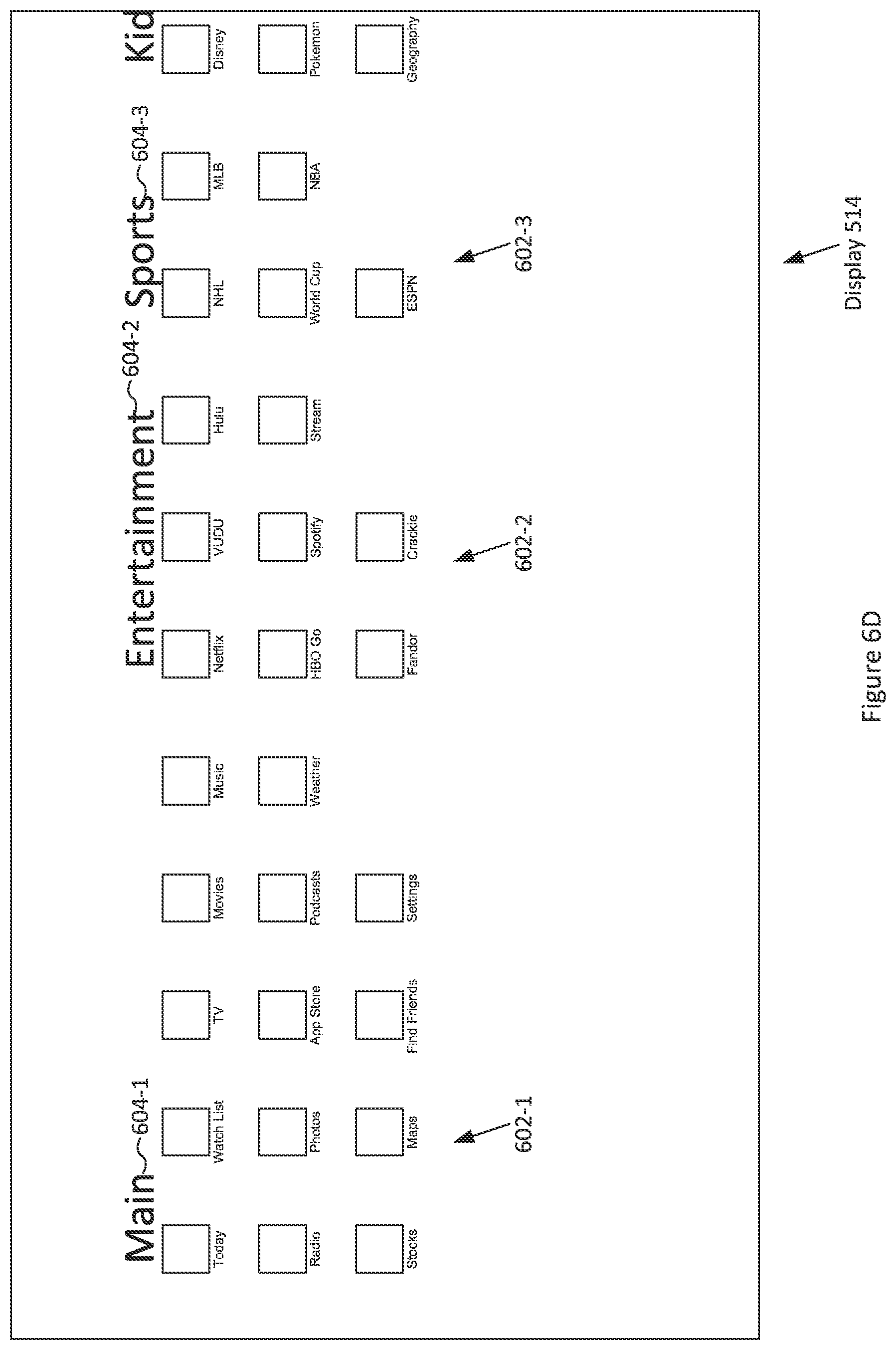 Patent US11782580 Figure 10 – Application menu for video system