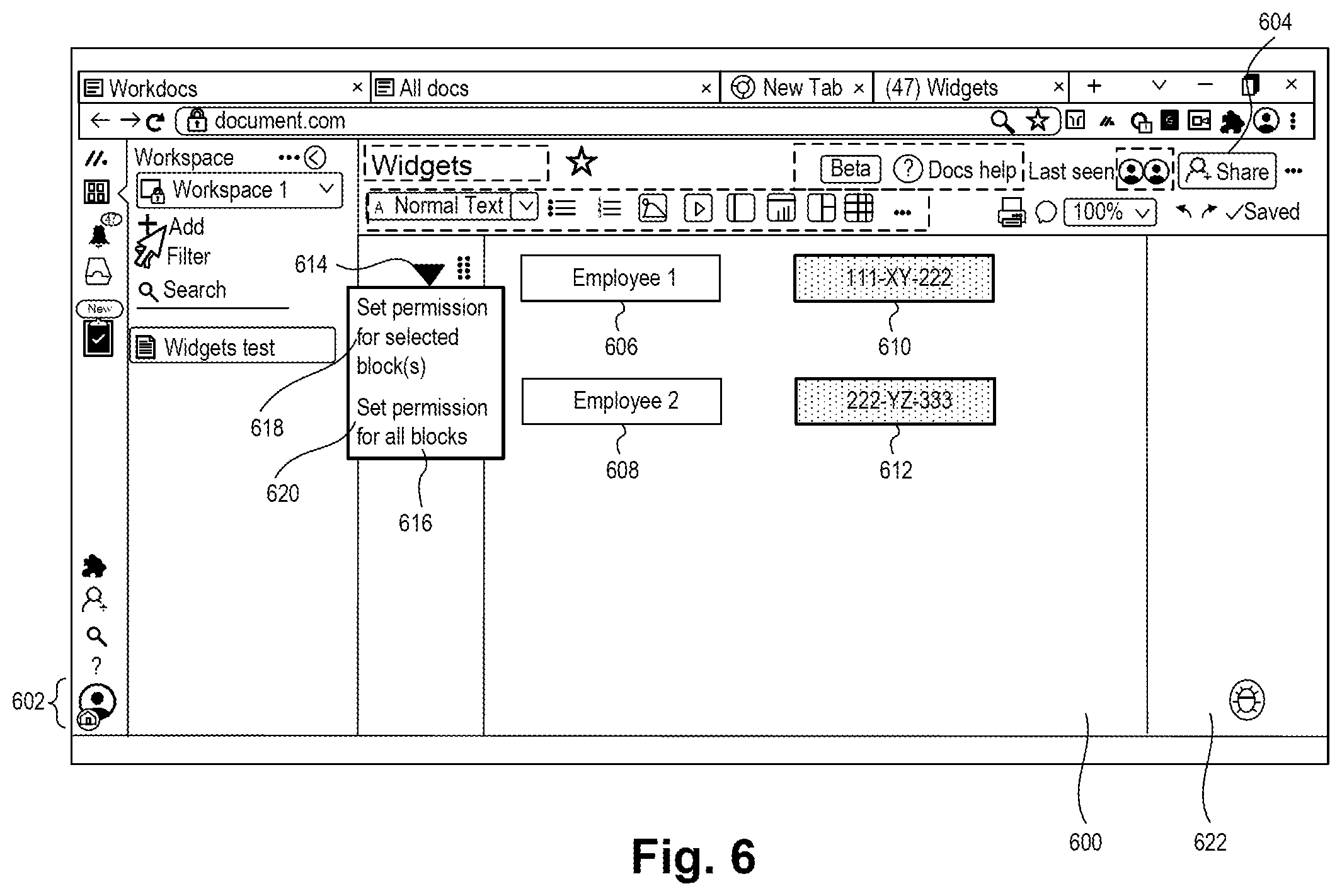 Patent US11782582 Figure 7 – Digital processing systems and methods for detectable codes in presentation enabling targeted feedback in collaborative work systems
