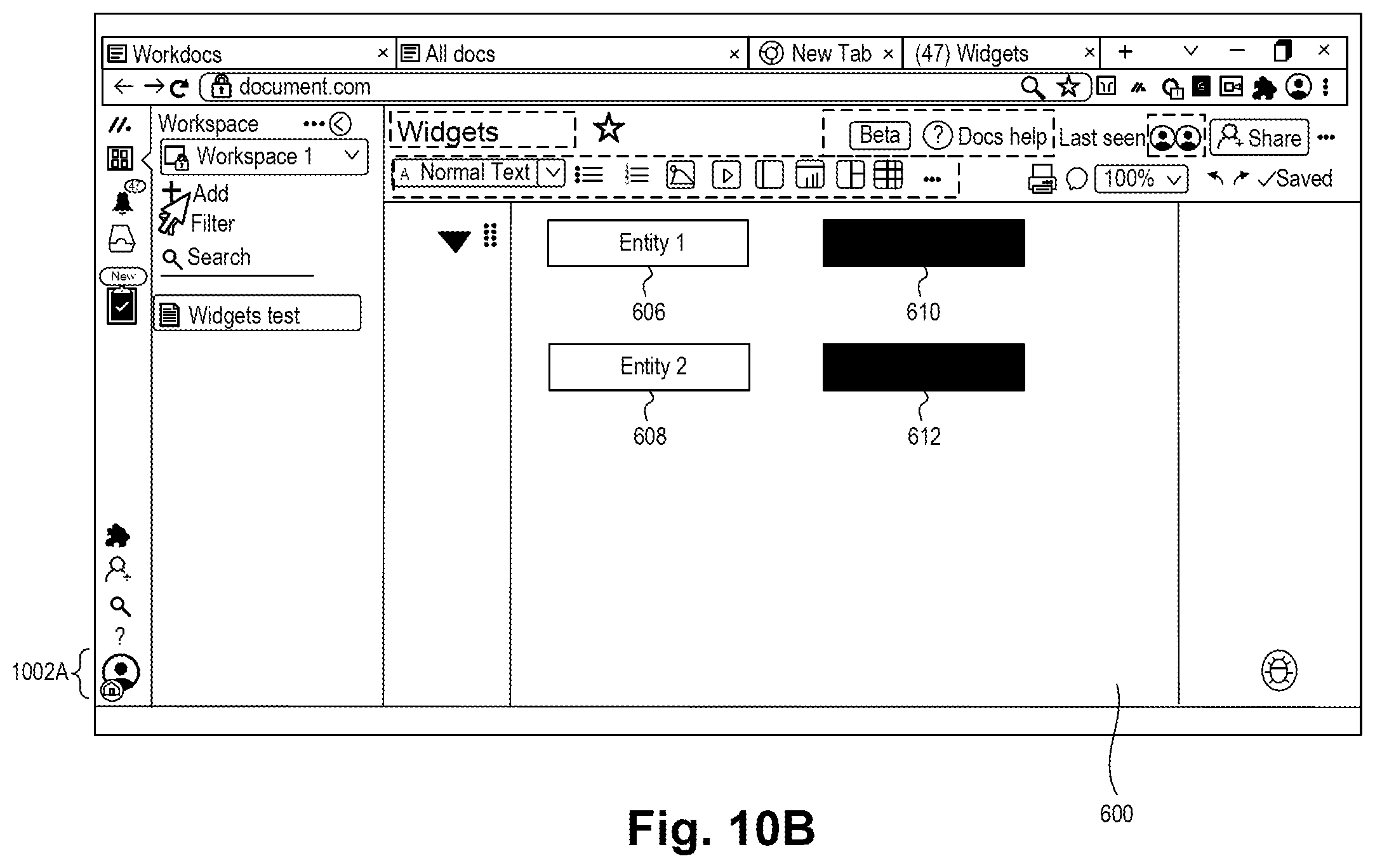 Patent US11782582 Figure 12 – Digital processing systems and methods for detectable codes in presentation enabling targeted feedback in collaborative work systems