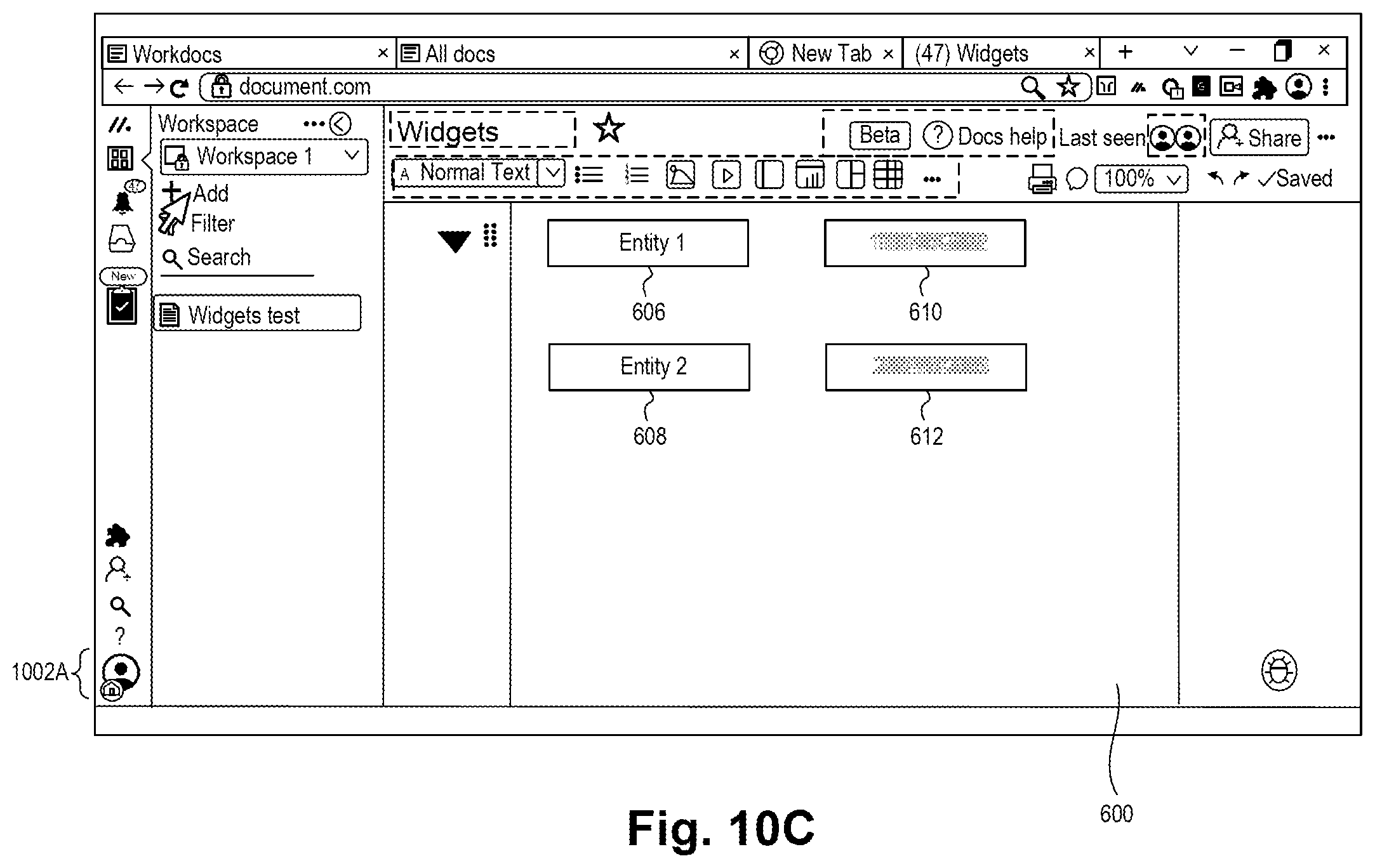 Patent US11782582 Figure 13 – Digital processing systems and methods for detectable codes in presentation enabling targeted feedback in collaborative work systems