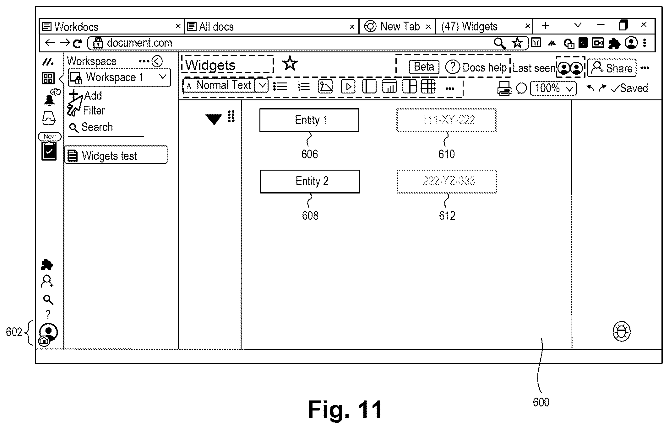 Patent US11782582 Figure 14 – Digital processing systems and methods for detectable codes in presentation enabling targeted feedback in collaborative work systems