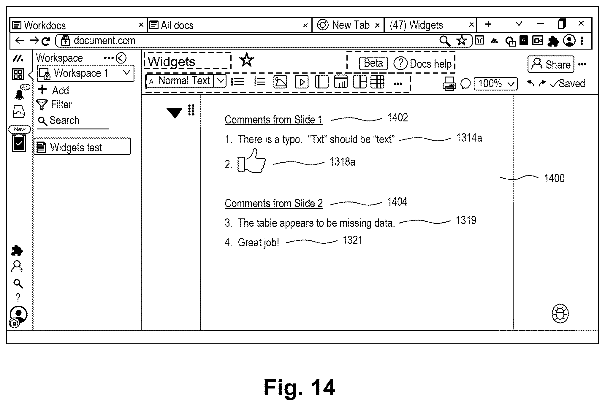 Patent US11782582 Figure 17 – Digital processing systems and methods for detectable codes in presentation enabling targeted feedback in collaborative work systems
