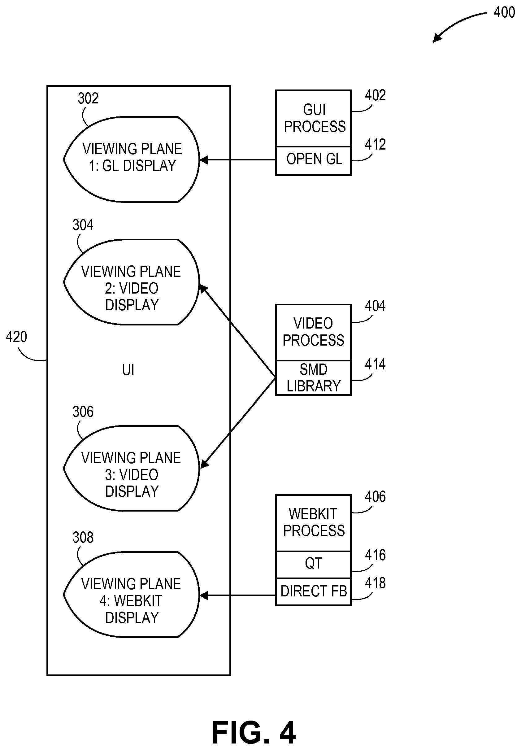 Patent US11782586 Figure 5 – Mechanism for facilitating multiple multimedia viewing planes in media display systems