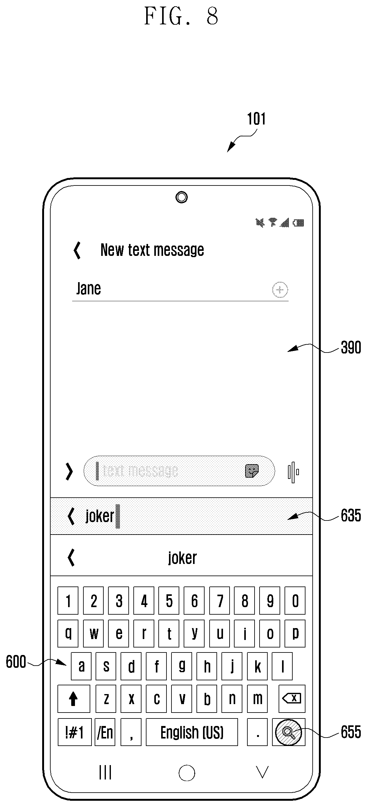 Patent US11782596 Figure 8 – Apparatus and method for providing content search using keypad in electronic device