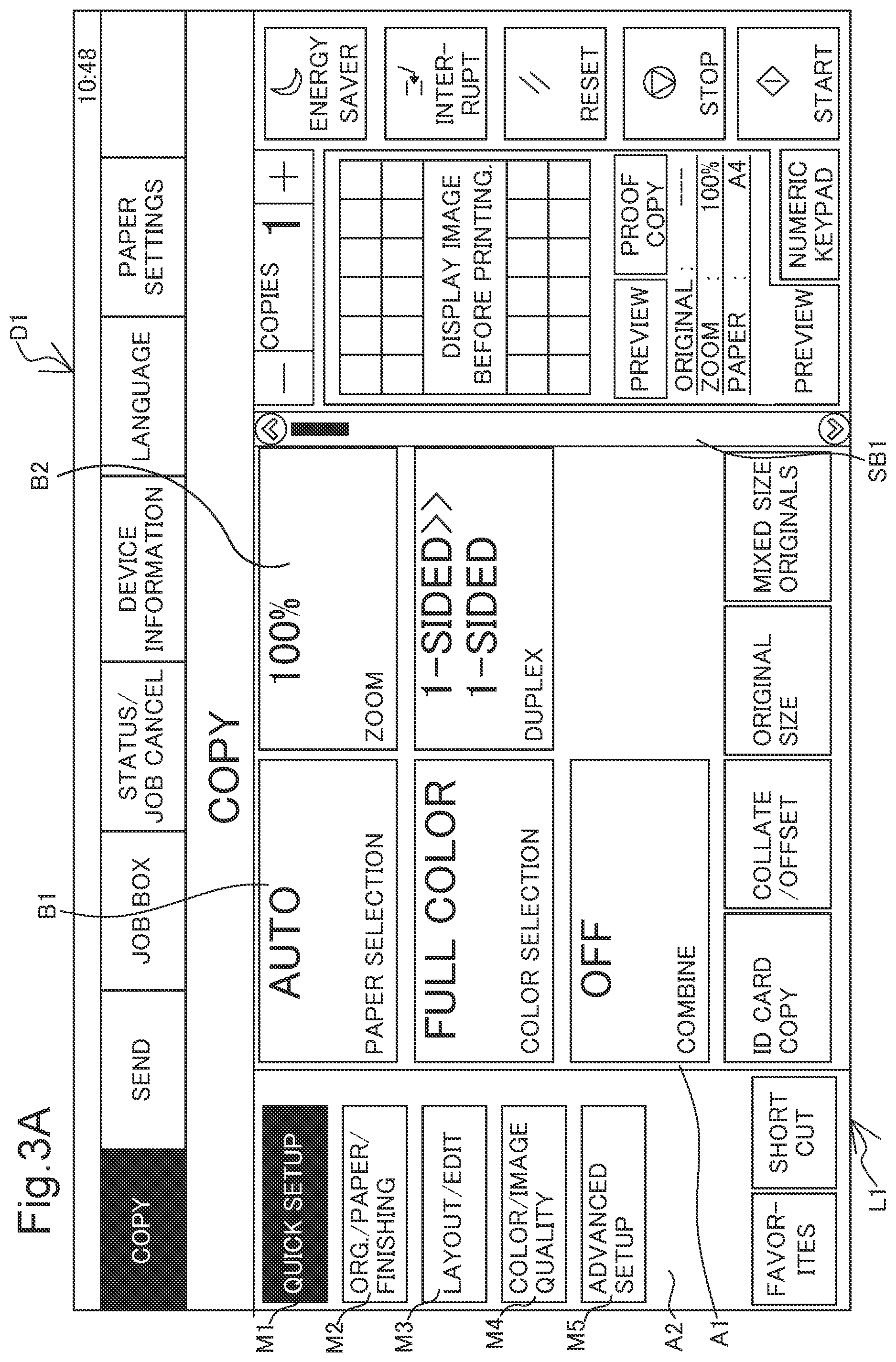 Patent US11782597 Figure 3 – Display apparatus that displays menu item indicating name of group including item to be set displayed at uppermost position of scrollable display region, in different display style from other menu items, and image forming apparatus