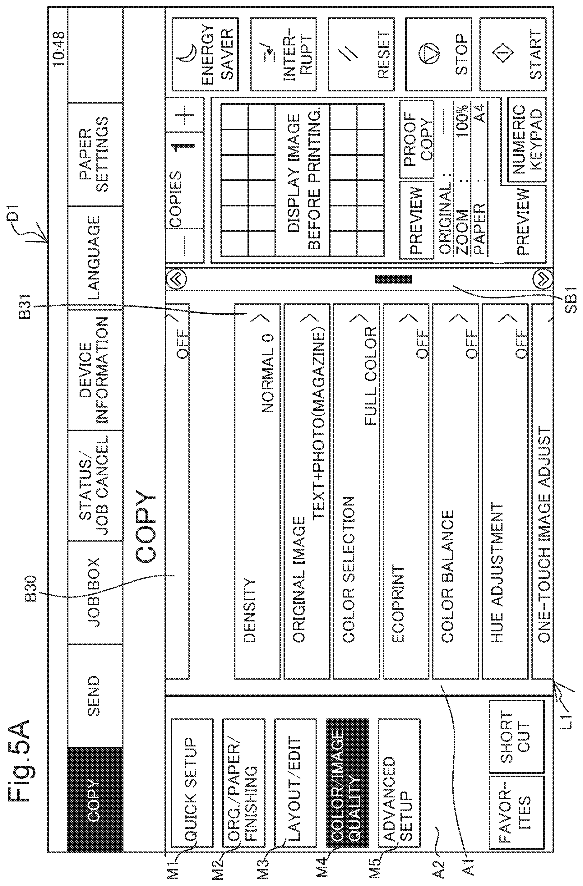 Patent US11782597 Figure 6 – Display apparatus that displays menu item indicating name of group including item to be set displayed at uppermost position of scrollable display region, in different display style from other menu items, and image forming apparatus