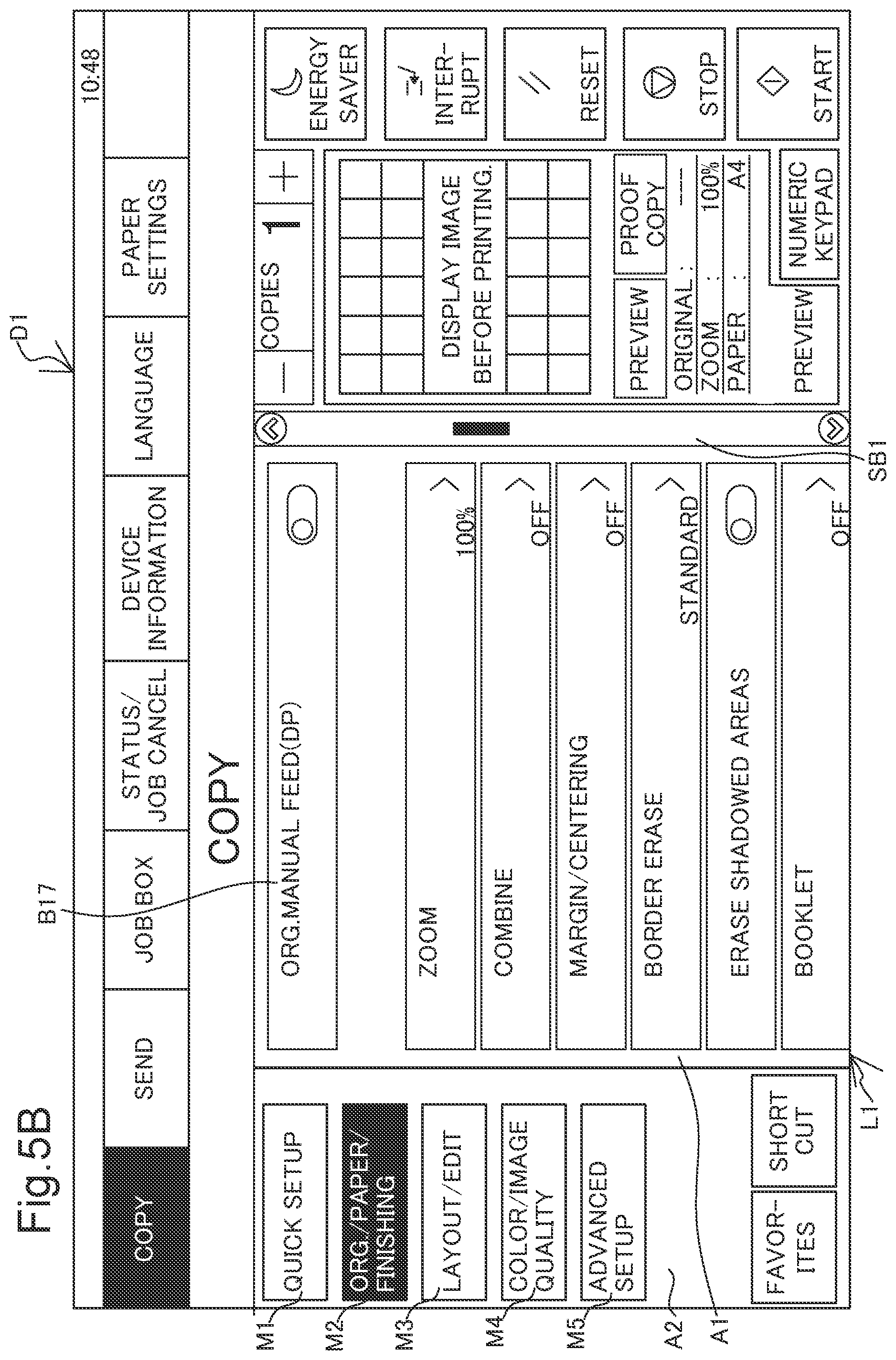 Patent US11782597 Figure 7 – Display apparatus that displays menu item indicating name of group including item to be set displayed at uppermost position of scrollable display region, in different display style from other menu items, and image forming apparatus