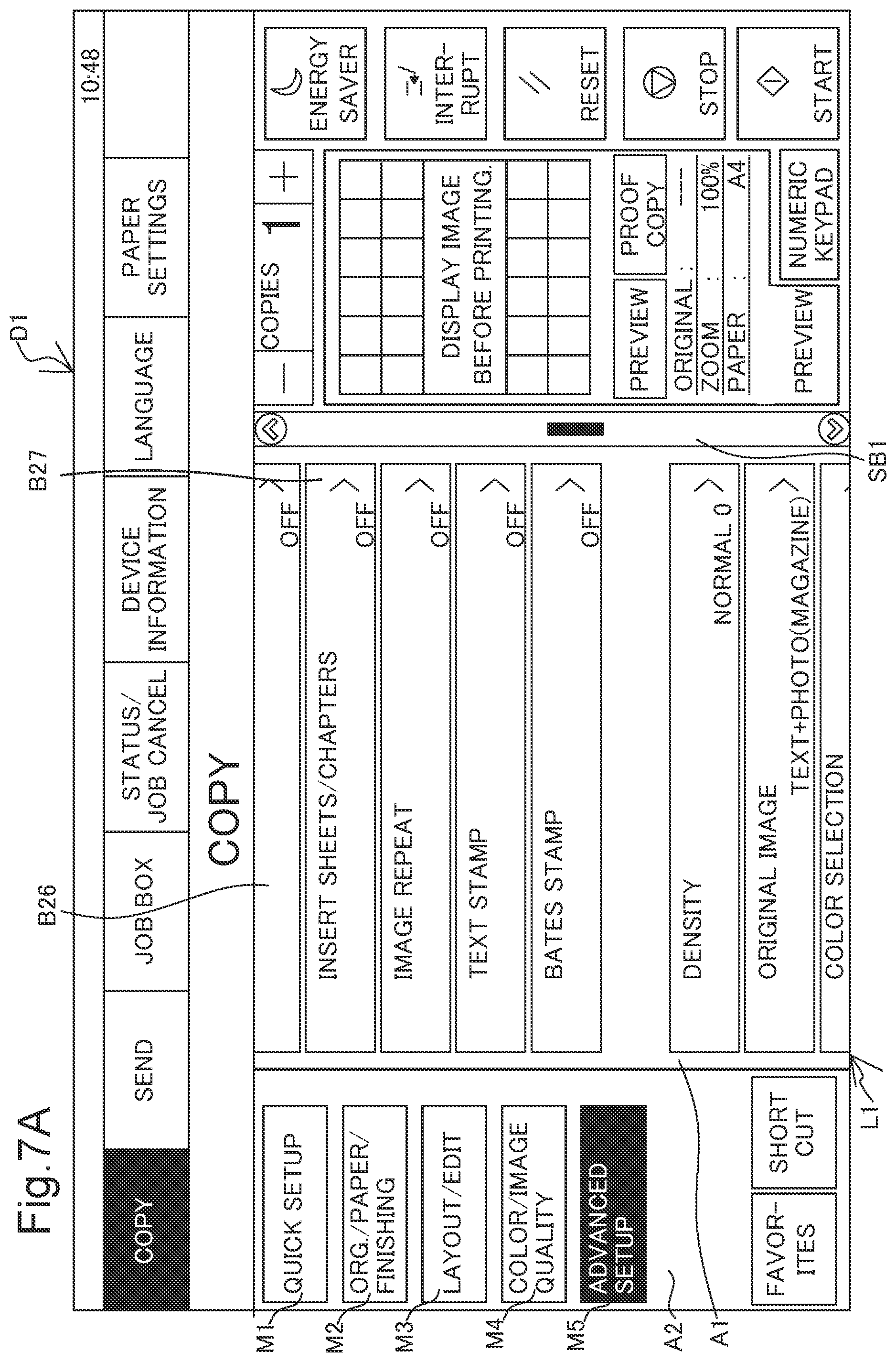Patent US11782597 Figure 10 – Display apparatus that displays menu item indicating name of group including item to be set displayed at uppermost position of scrollable display region, in different display style from other menu items, and image forming apparatus