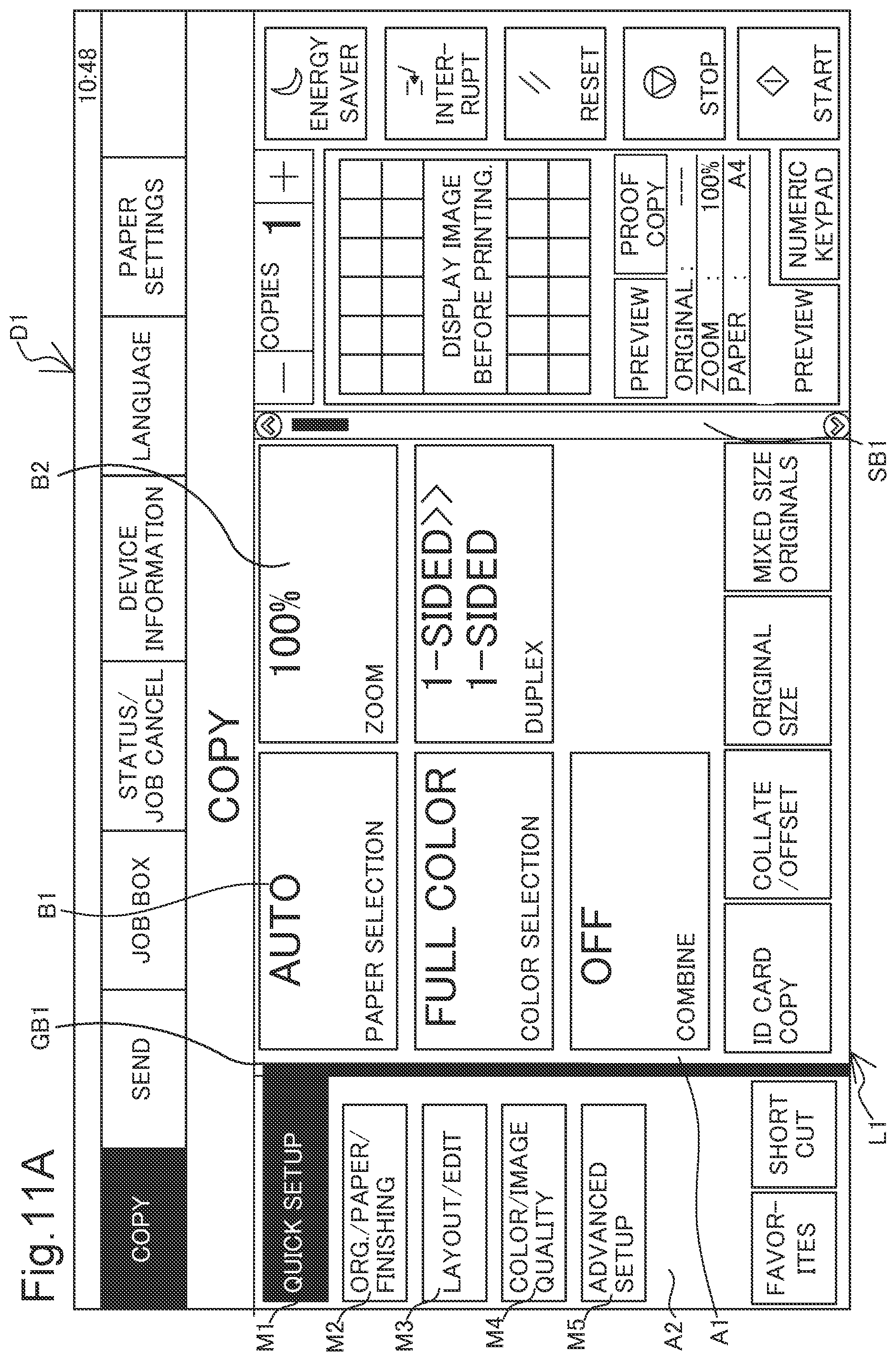 Patent US11782597 Figure 15 – Display apparatus that displays menu item indicating name of group including item to be set displayed at uppermost position of scrollable display region, in different display style from other menu items, and image forming apparatus