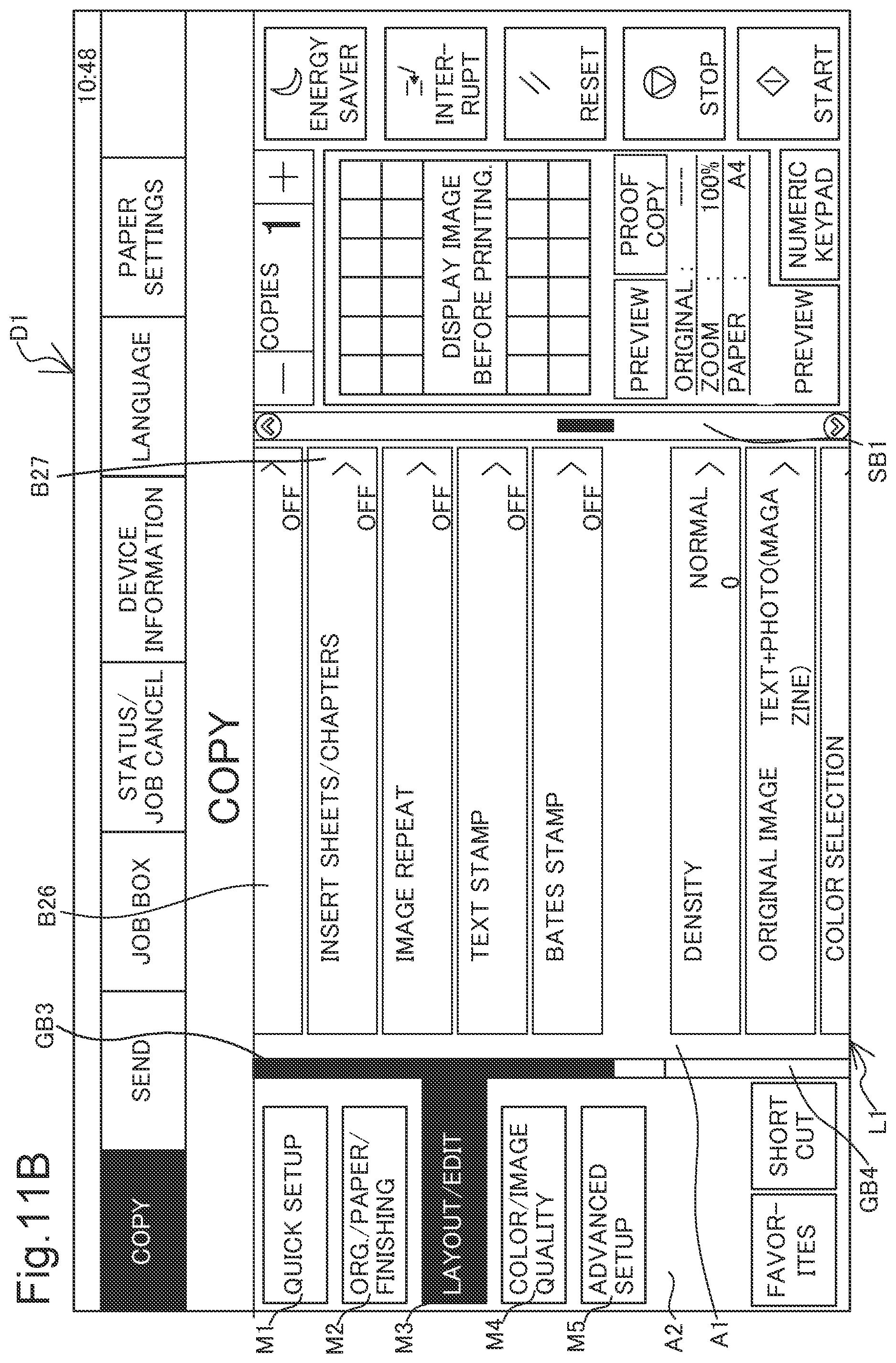 Patent US11782597 Figure 16 – Display apparatus that displays menu item indicating name of group including item to be set displayed at uppermost position of scrollable display region, in different display style from other menu items, and image forming apparatus