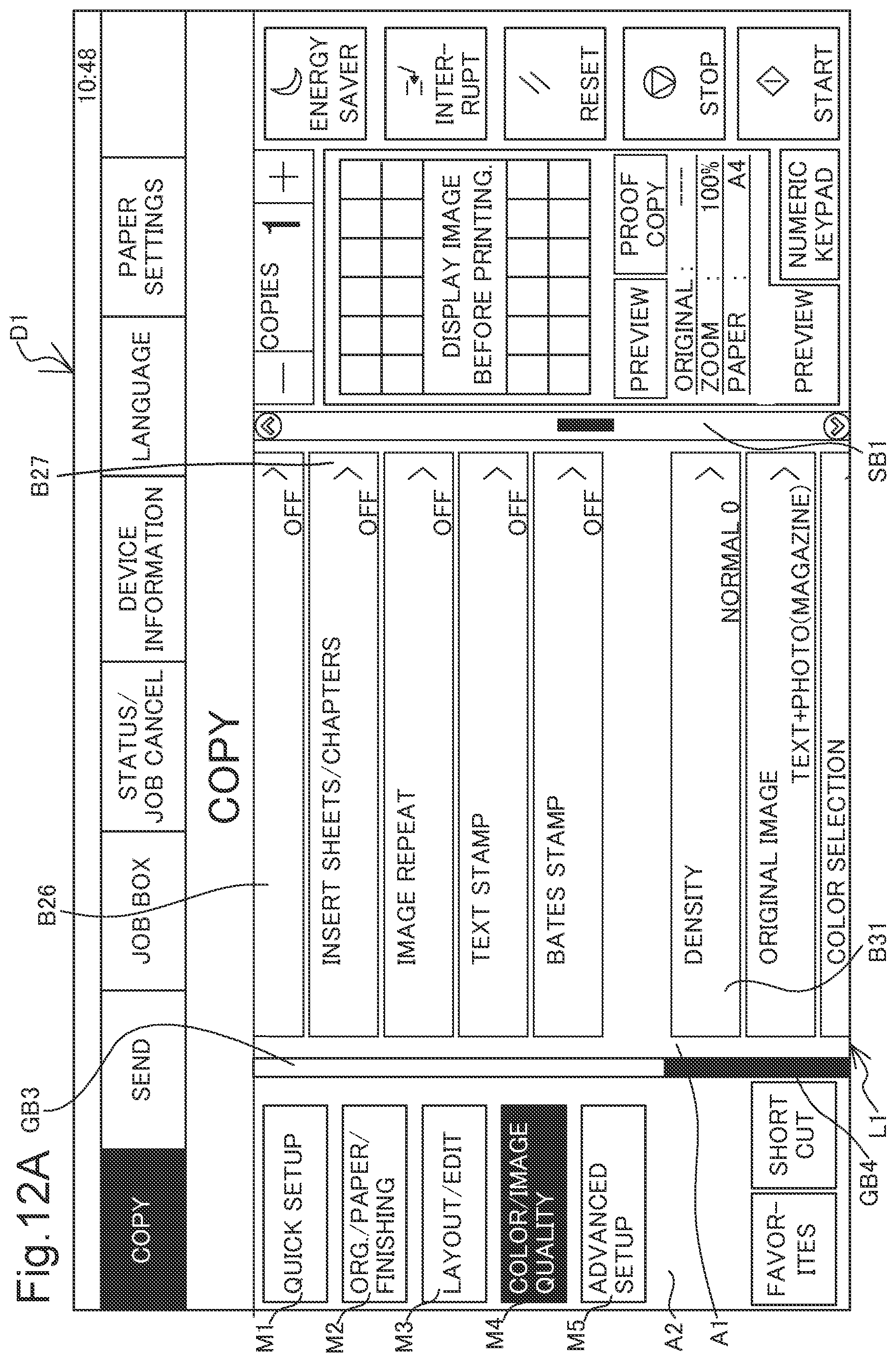Patent US11782597 Figure 17 – Display apparatus that displays menu item indicating name of group including item to be set displayed at uppermost position of scrollable display region, in different display style from other menu items, and image forming apparatus