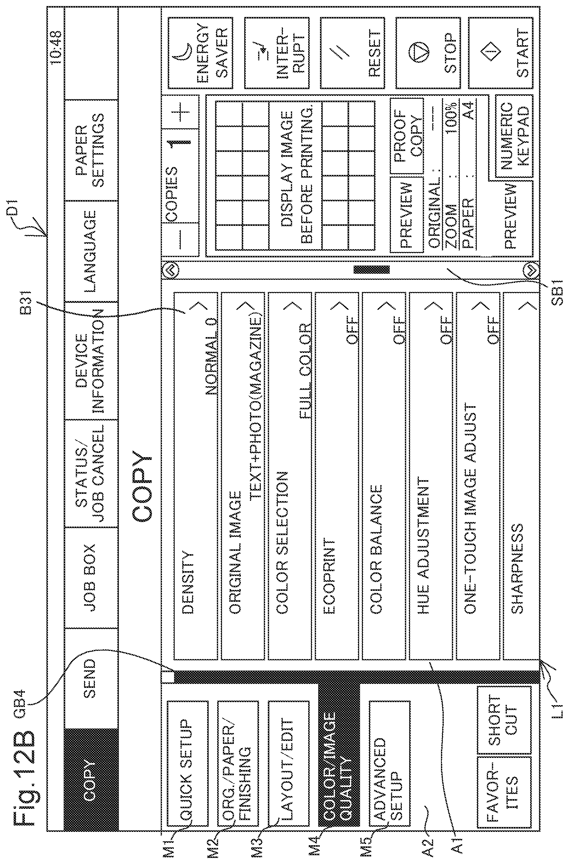 Patent US11782597 Figure 18 – Display apparatus that displays menu item indicating name of group including item to be set displayed at uppermost position of scrollable display region, in different display style from other menu items, and image forming apparatus