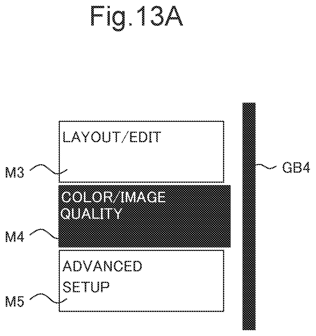 Patent US11782597 Figure 19 – Display apparatus that displays menu item indicating name of group including item to be set displayed at uppermost position of scrollable display region, in different display style from other menu items, and image forming apparatus