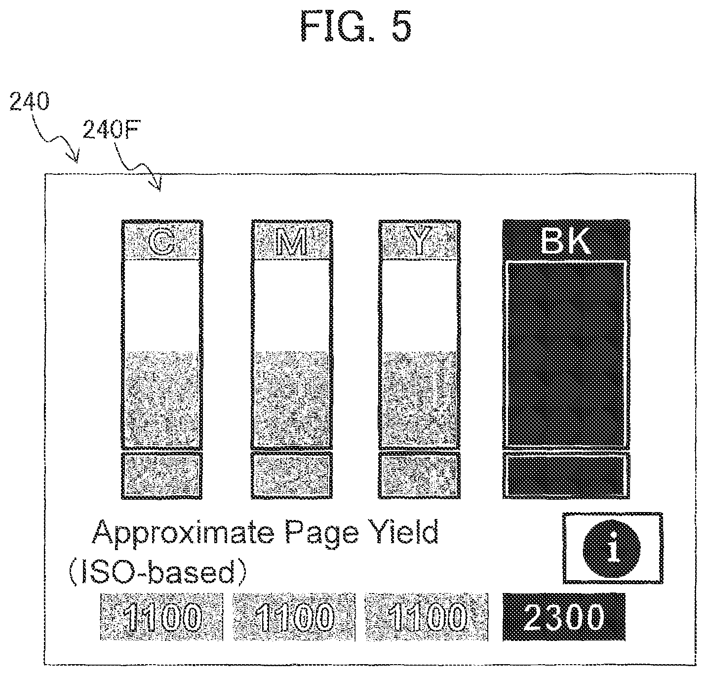 Patent US11782650 Figure 5 – Printing device modifying display mode for cumulative value of printing count