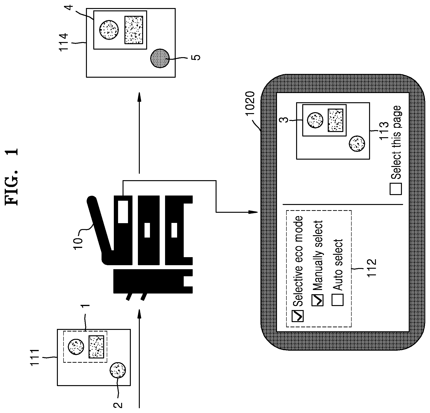 Patent US11782653 Figure 1 – Image forming apparatus selectively applying eco mode