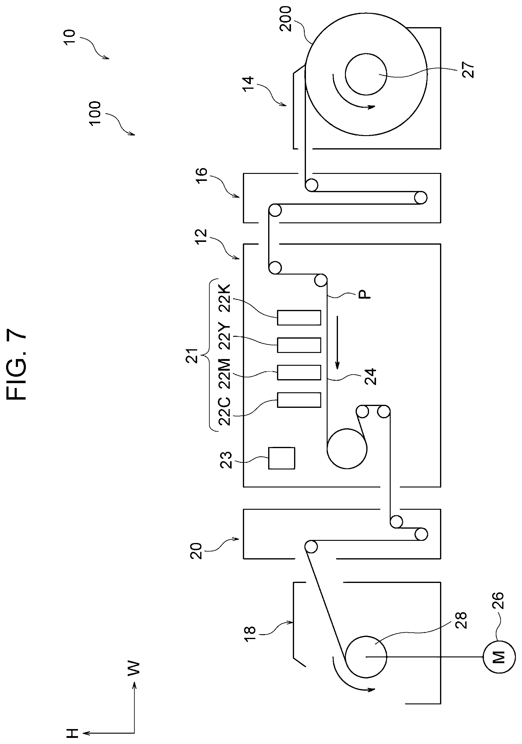 Patent US11782664 Figure 7 – Image forming apparatus having managing apparatus which creates print groups according to speed and associates print groups to a continuous paper strip