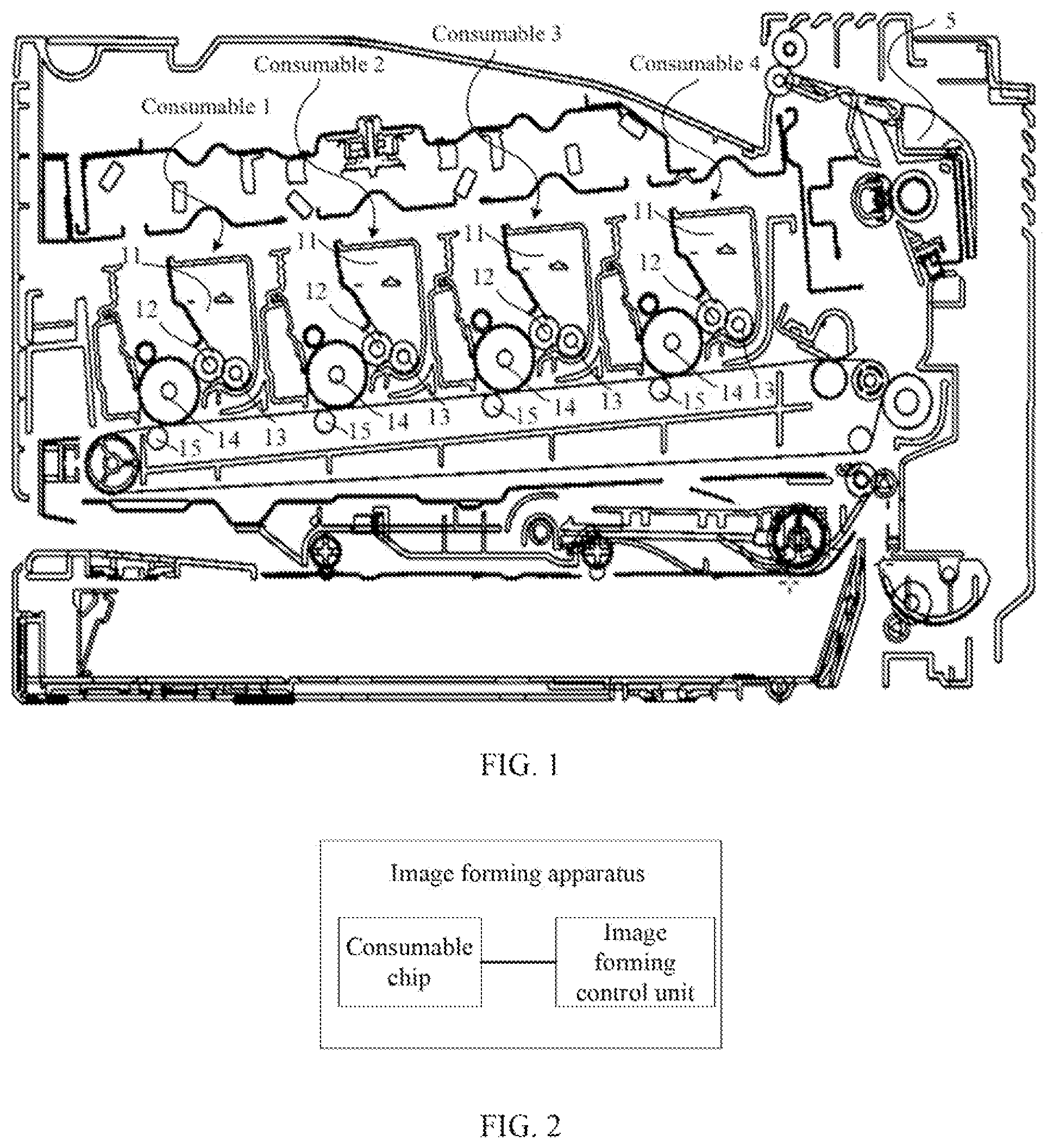 Patent US11782665 Figure 1 – Image forming control method, consumable chip, image forming apparatus, and consumable