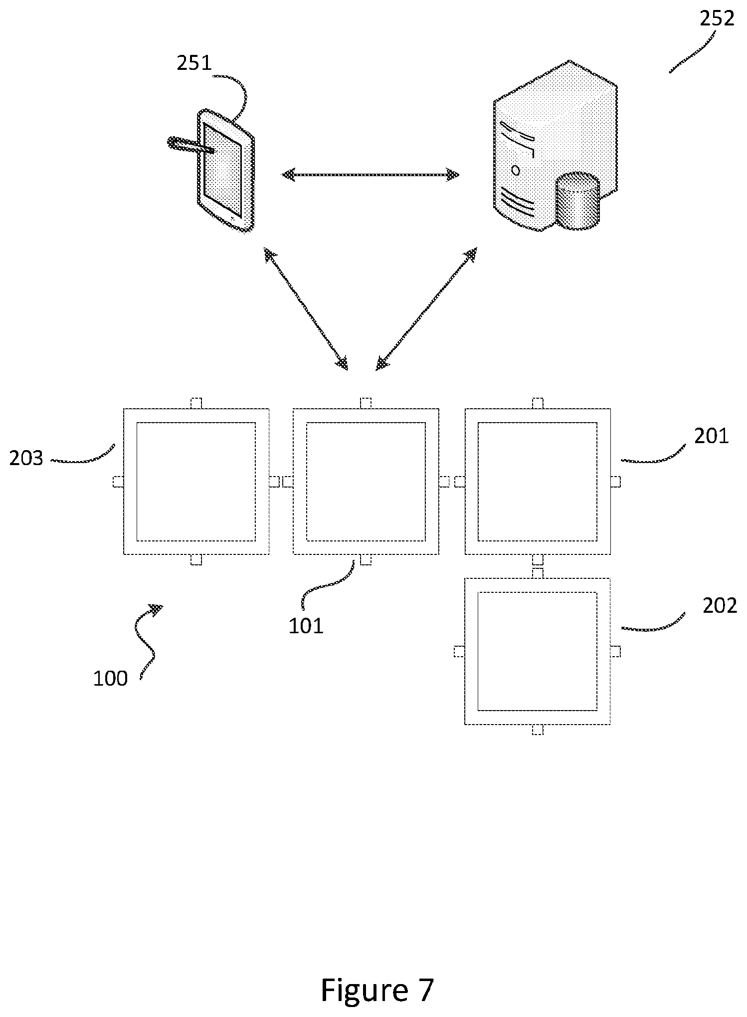 Patent US11782671 Figure 7 – Master/slave modular display system