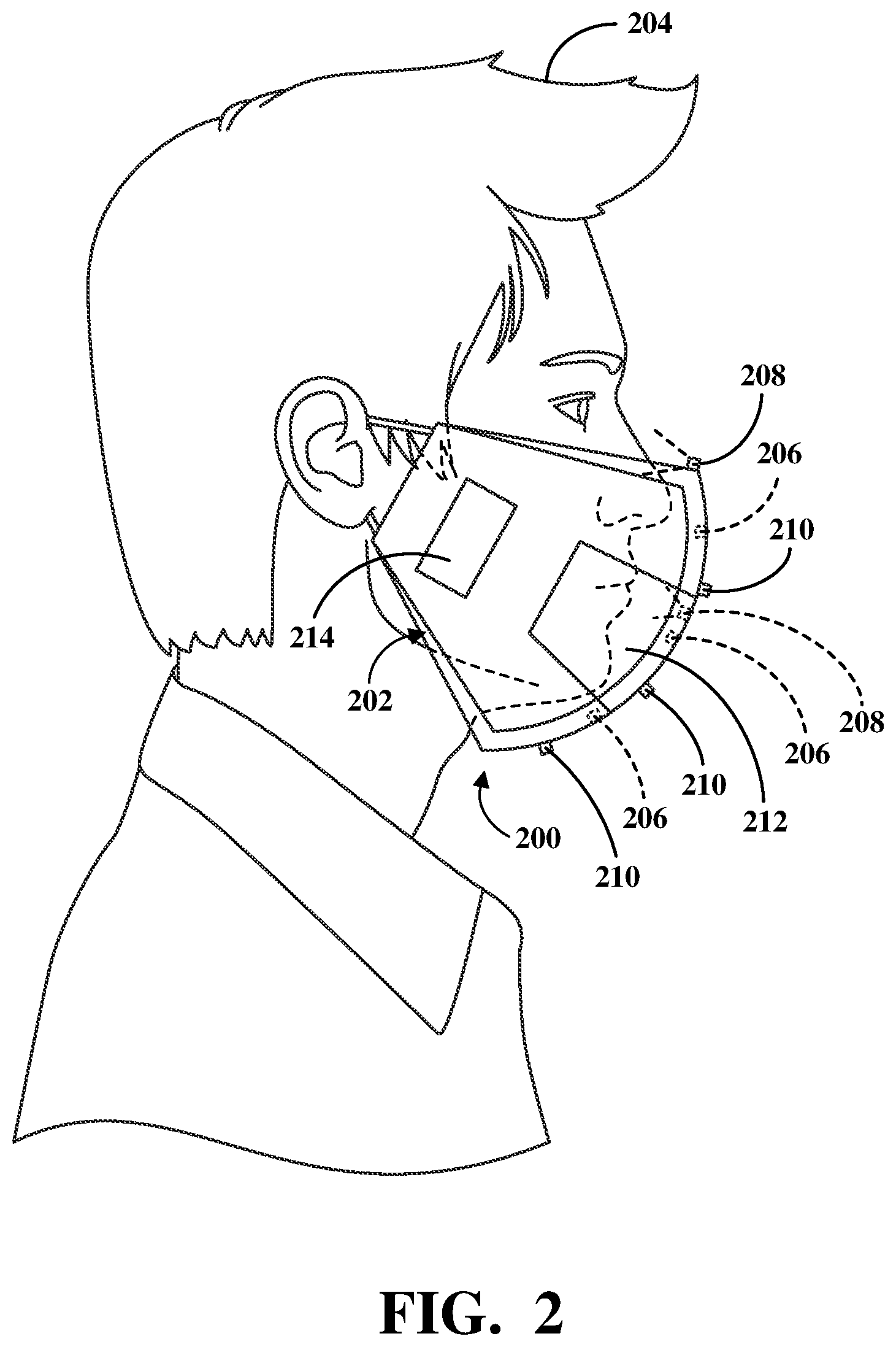 Patent US11782676 Figure 2 – Multi-modal input capture and output presentation system for enhancing communications using face coverings