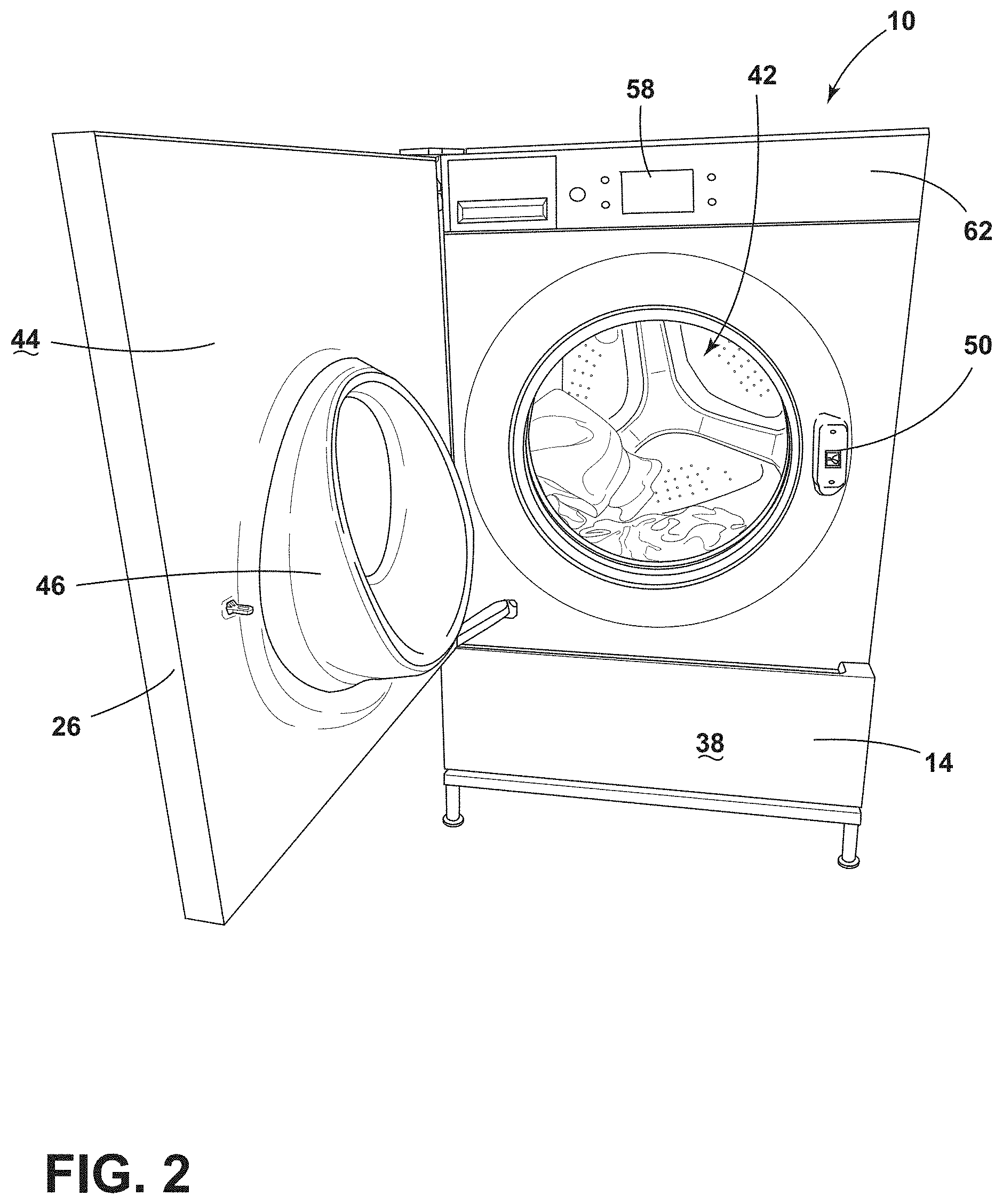 Patent US11782677 Figure 2 – User-interface system for a laundry appliance