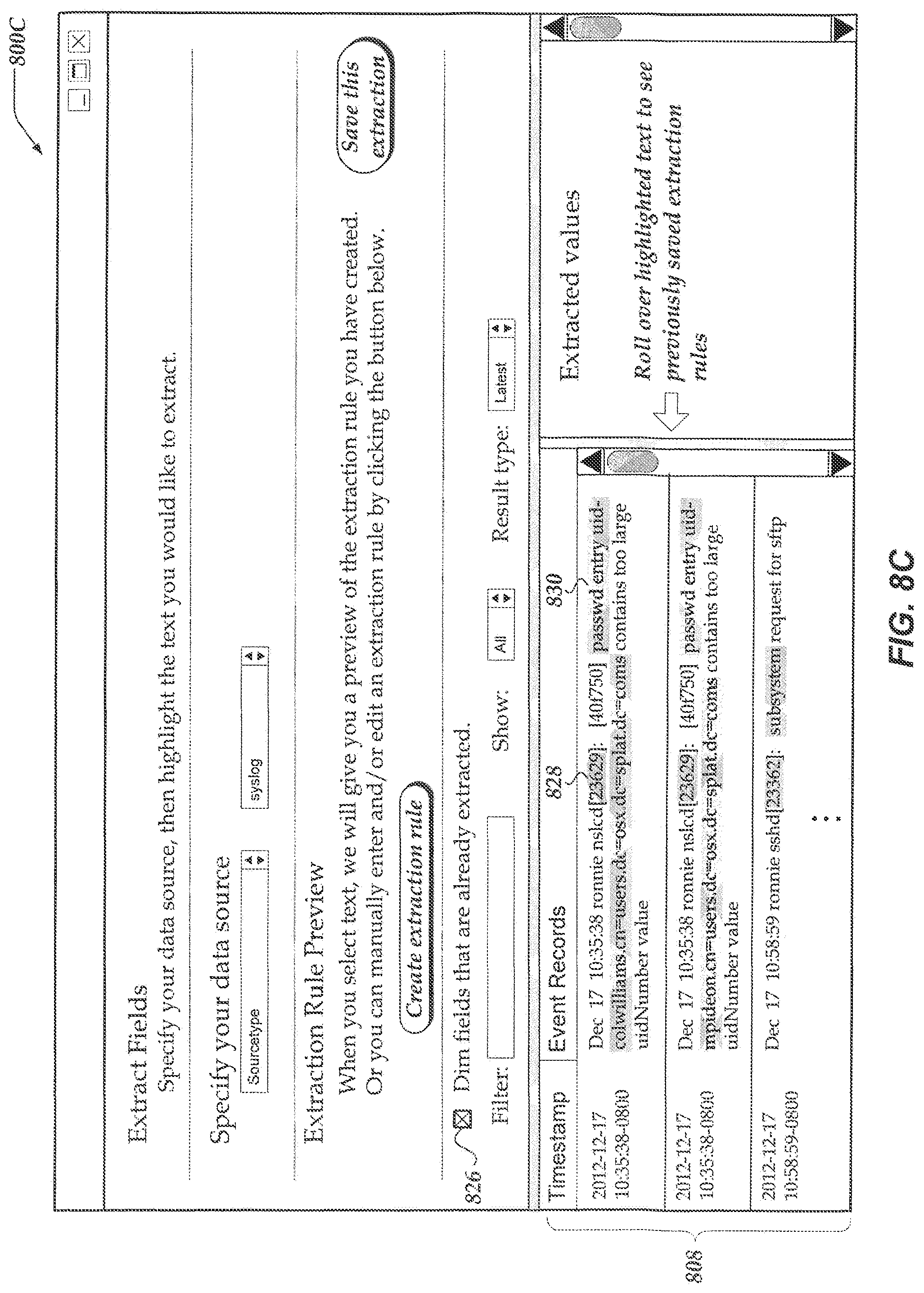 Patent US11782678 Figure 11 – Graphical user interface for extraction rules