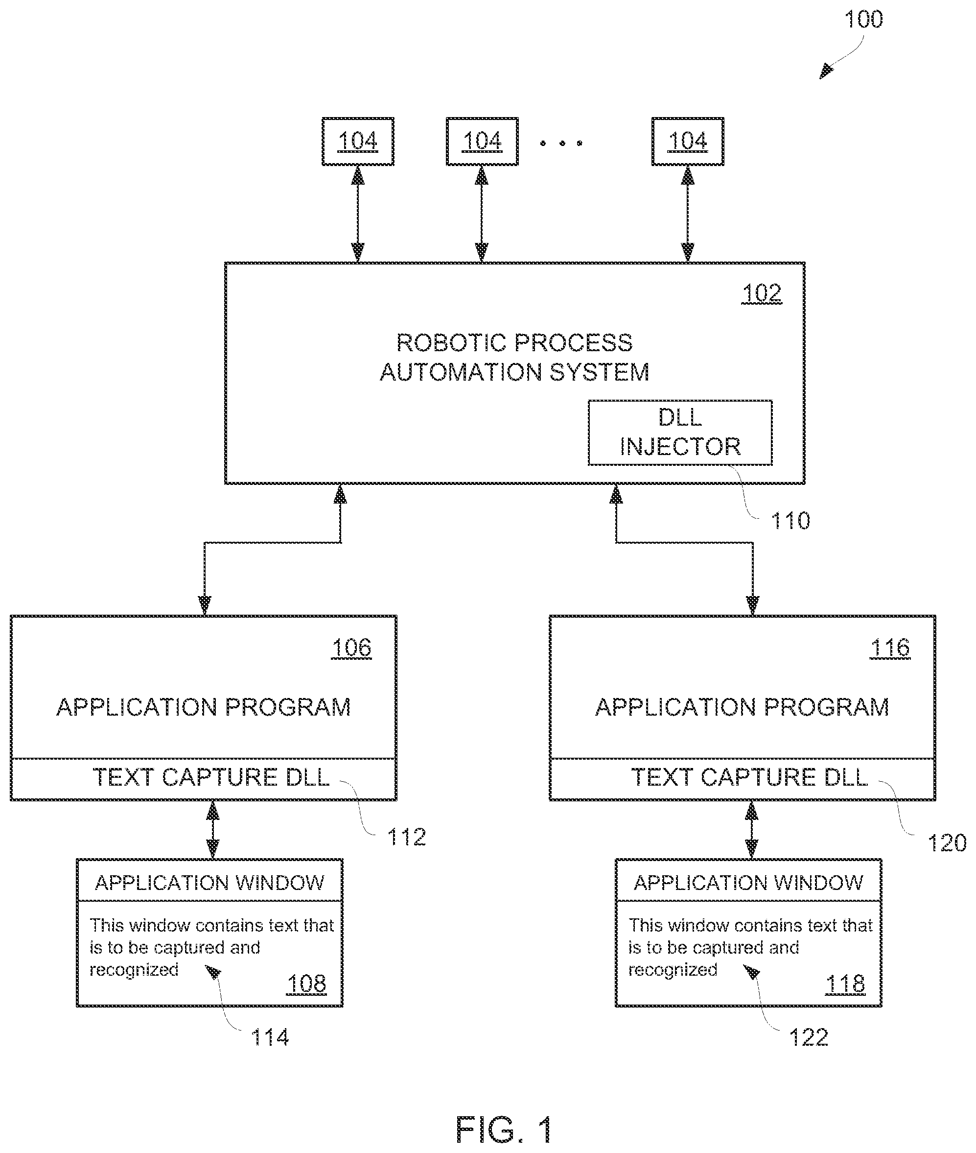 Patent US11782734 Figure 1 – Method and system for text extraction from an application window for robotic process automation