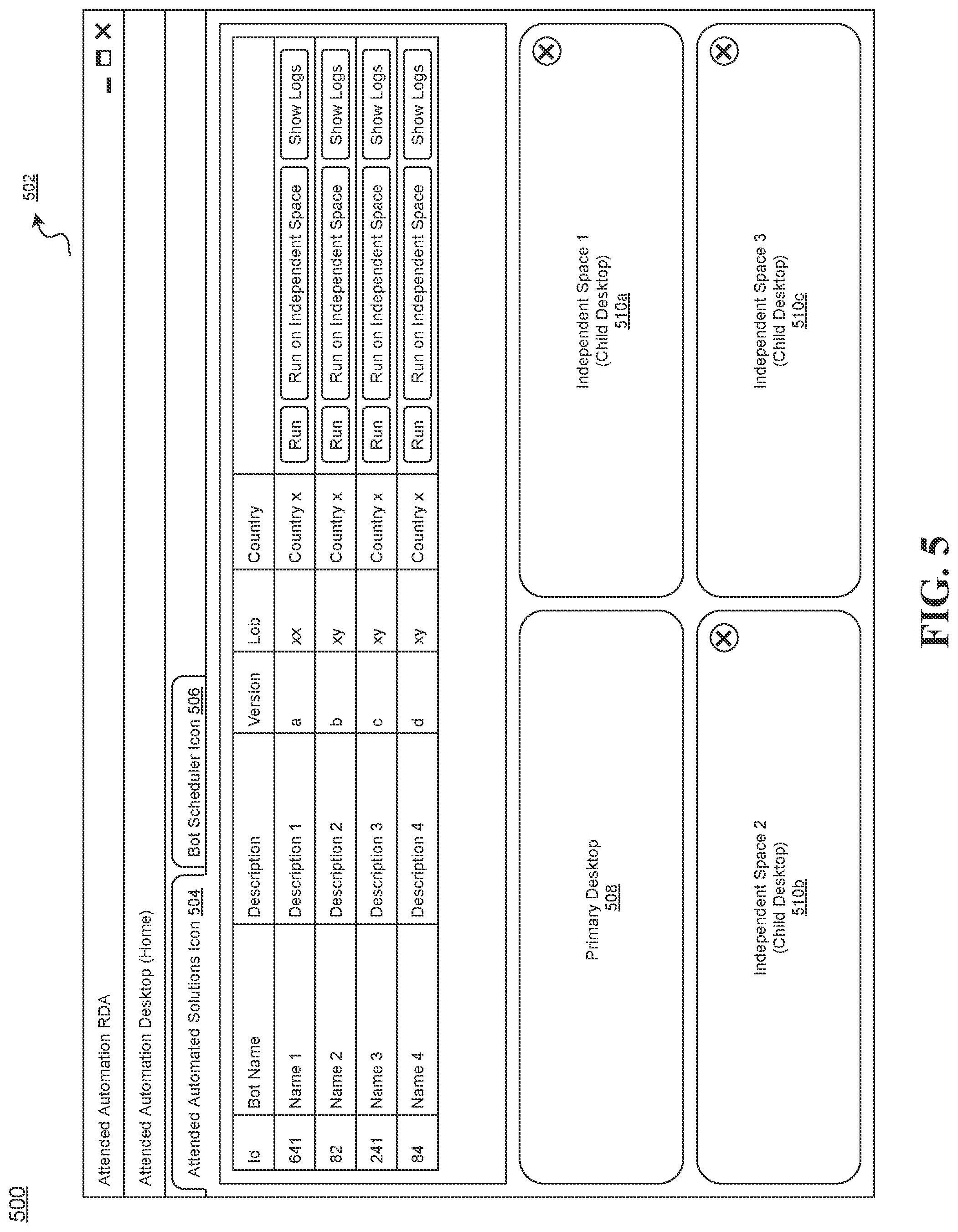Patent US11782736 Figure 5 – System and method for implementing an attended automation module