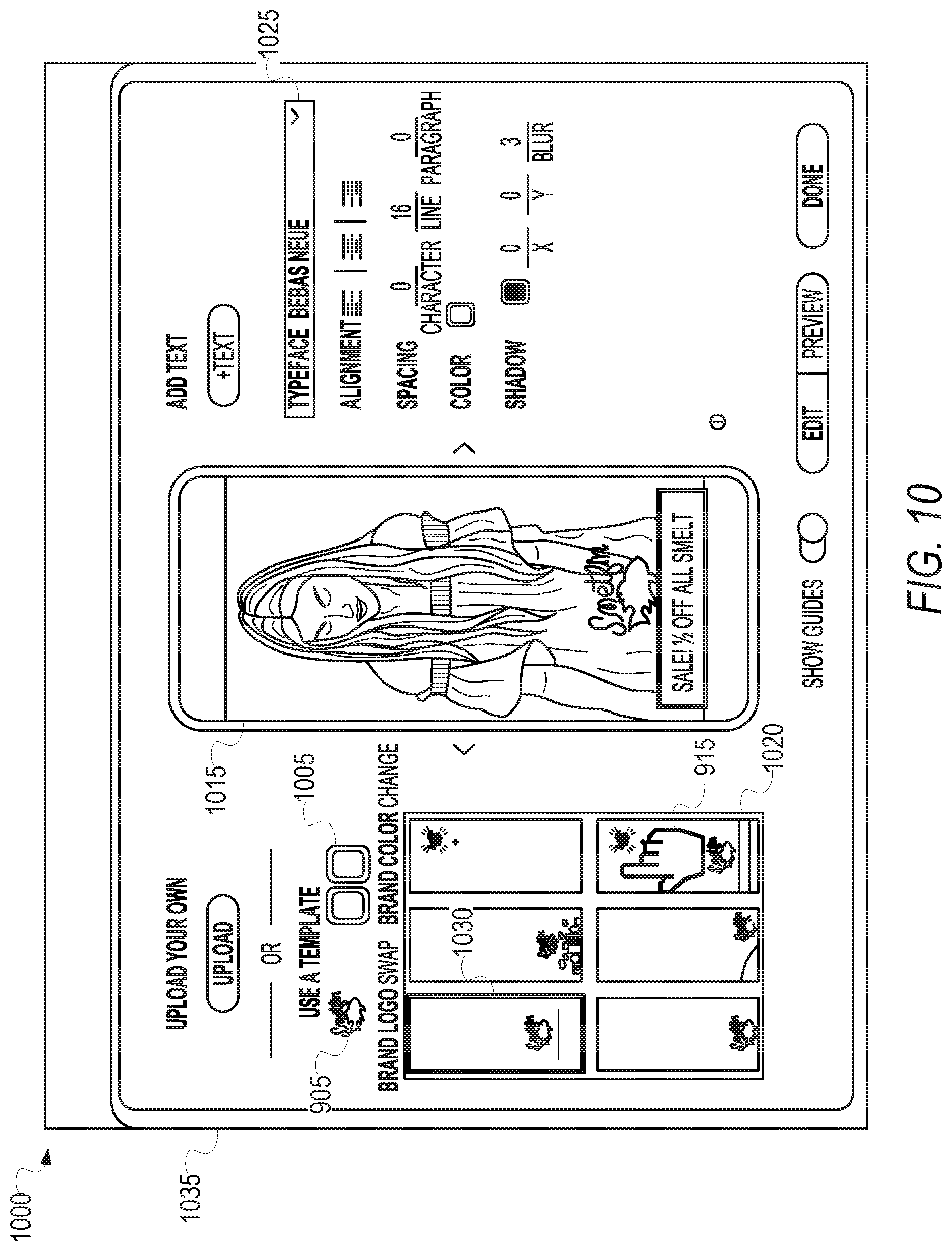 Patent US11782740 Figure 10 – Interface to configure media content