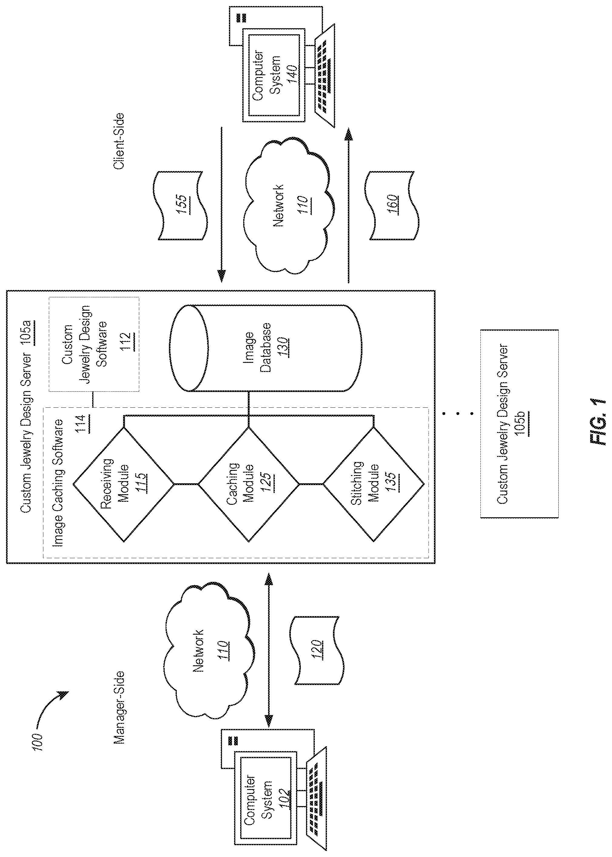 Patent US11782742 Figure 1 – Just-in-time rendering using distributed cache servers