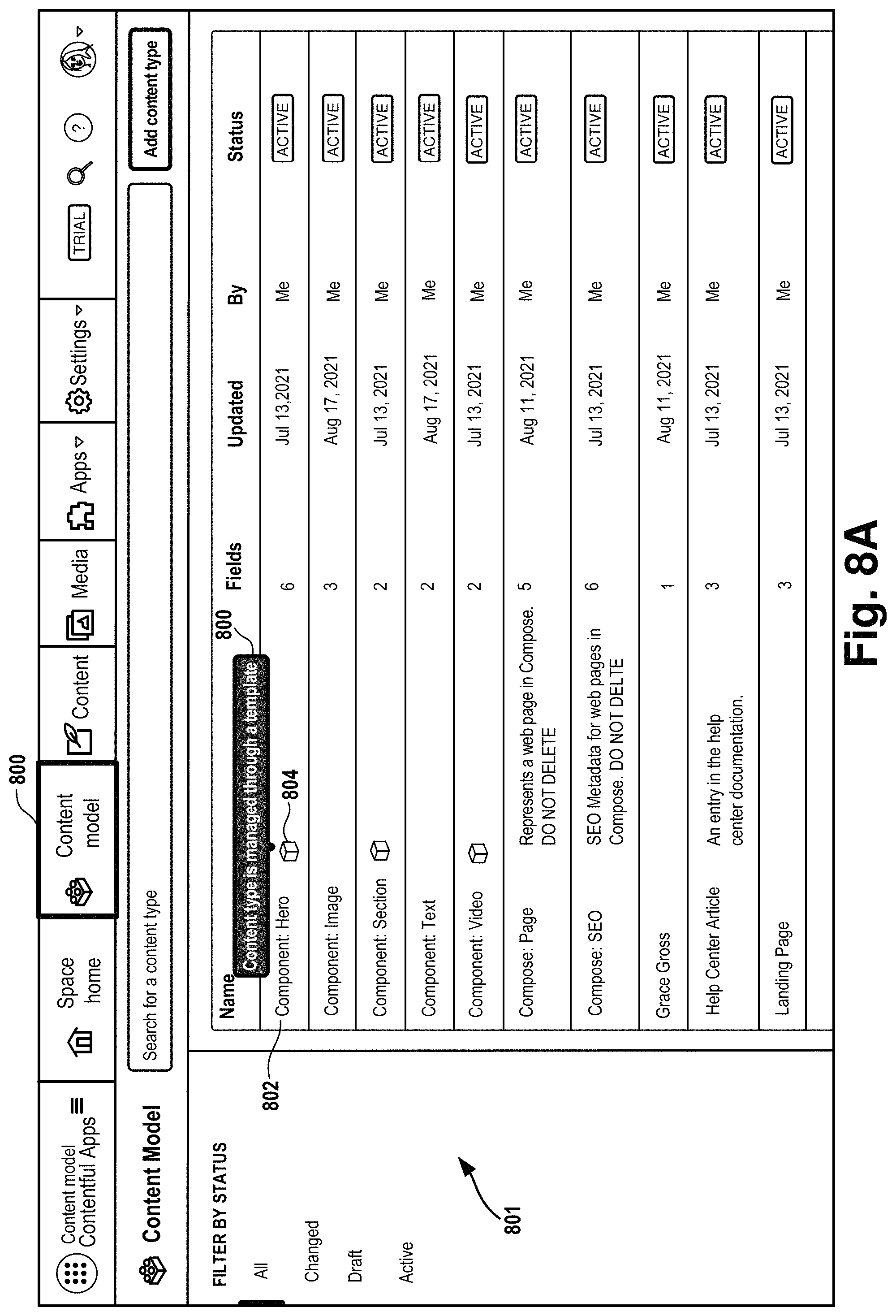 Patent US11782822 Figure 14 – Templates for content spaces in a content management system