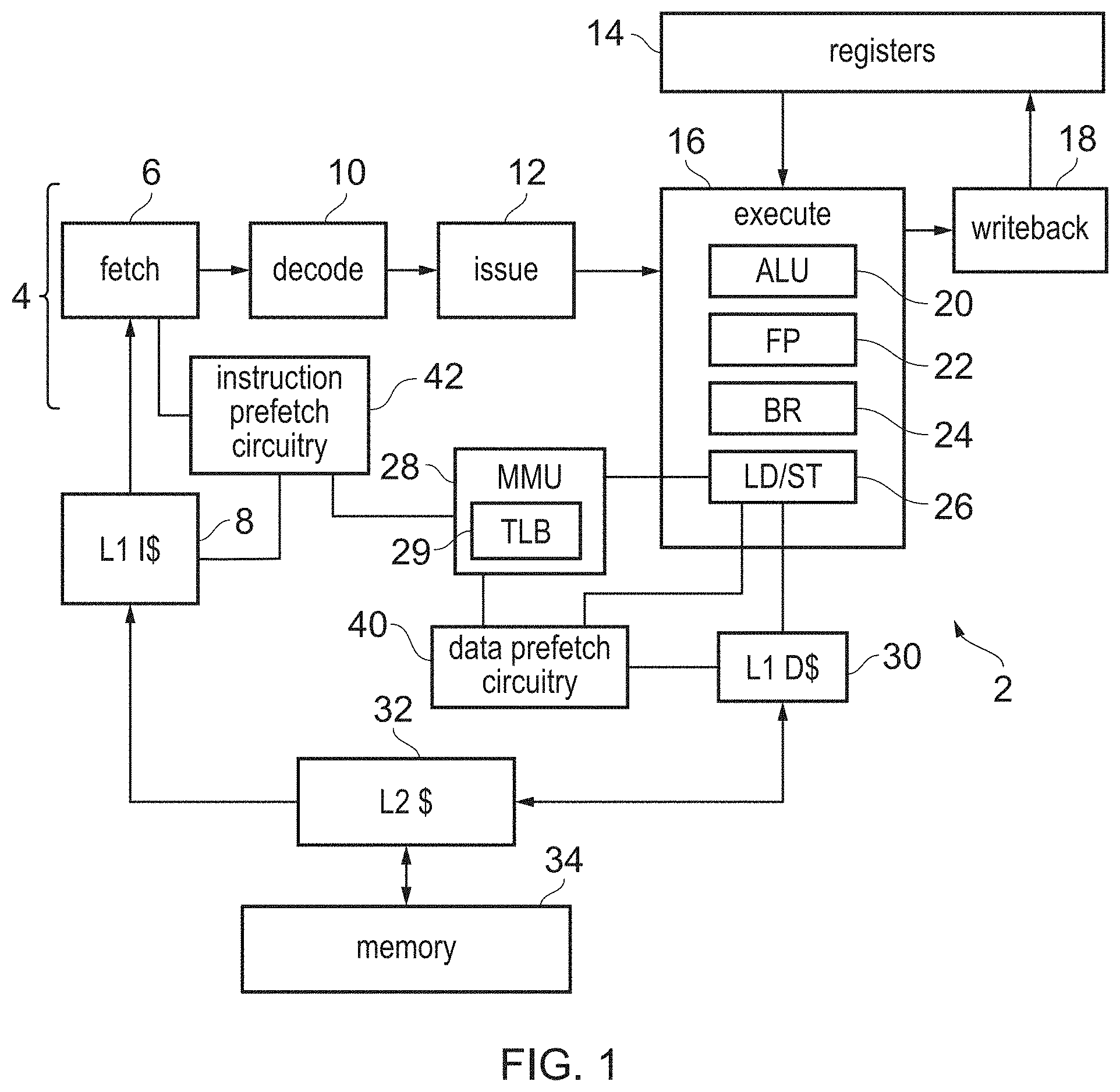 Patent US11782845 Figure 1 – Faulting address prediction for prefetch target address