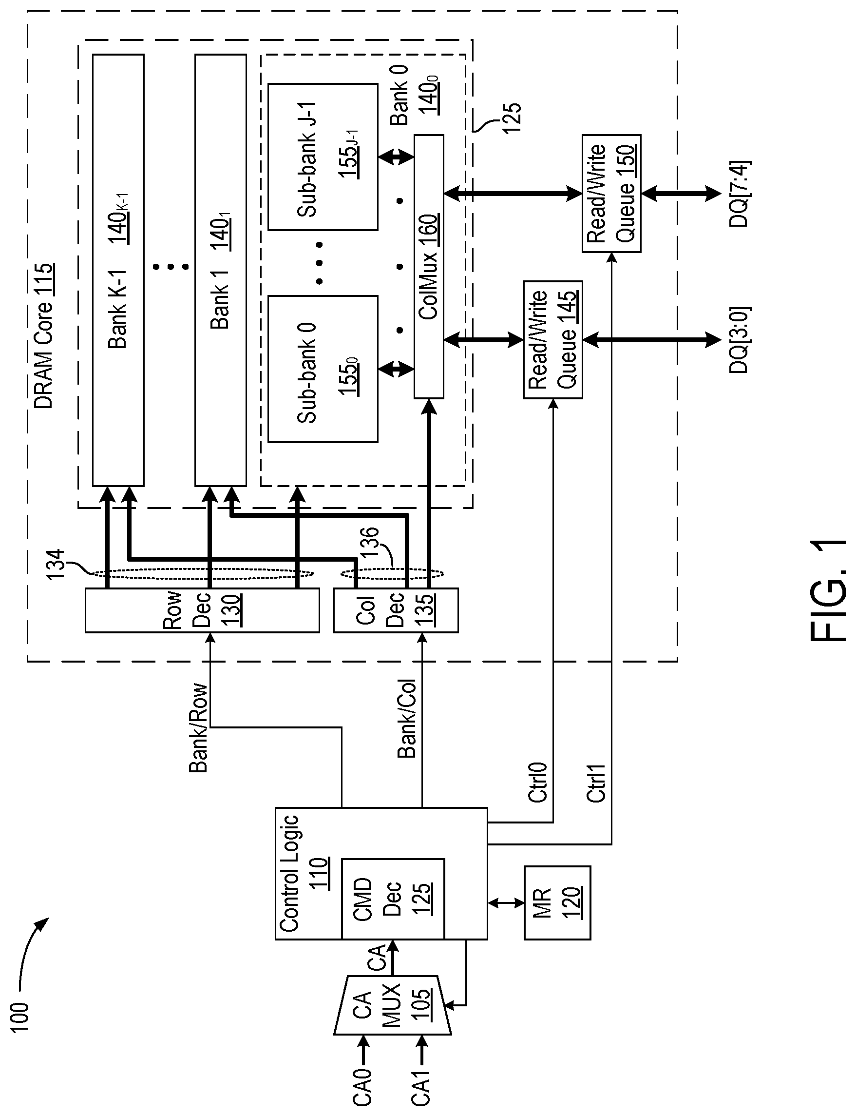 Patent US11782863 Figure 1 – Memory module with configurable command buffer
