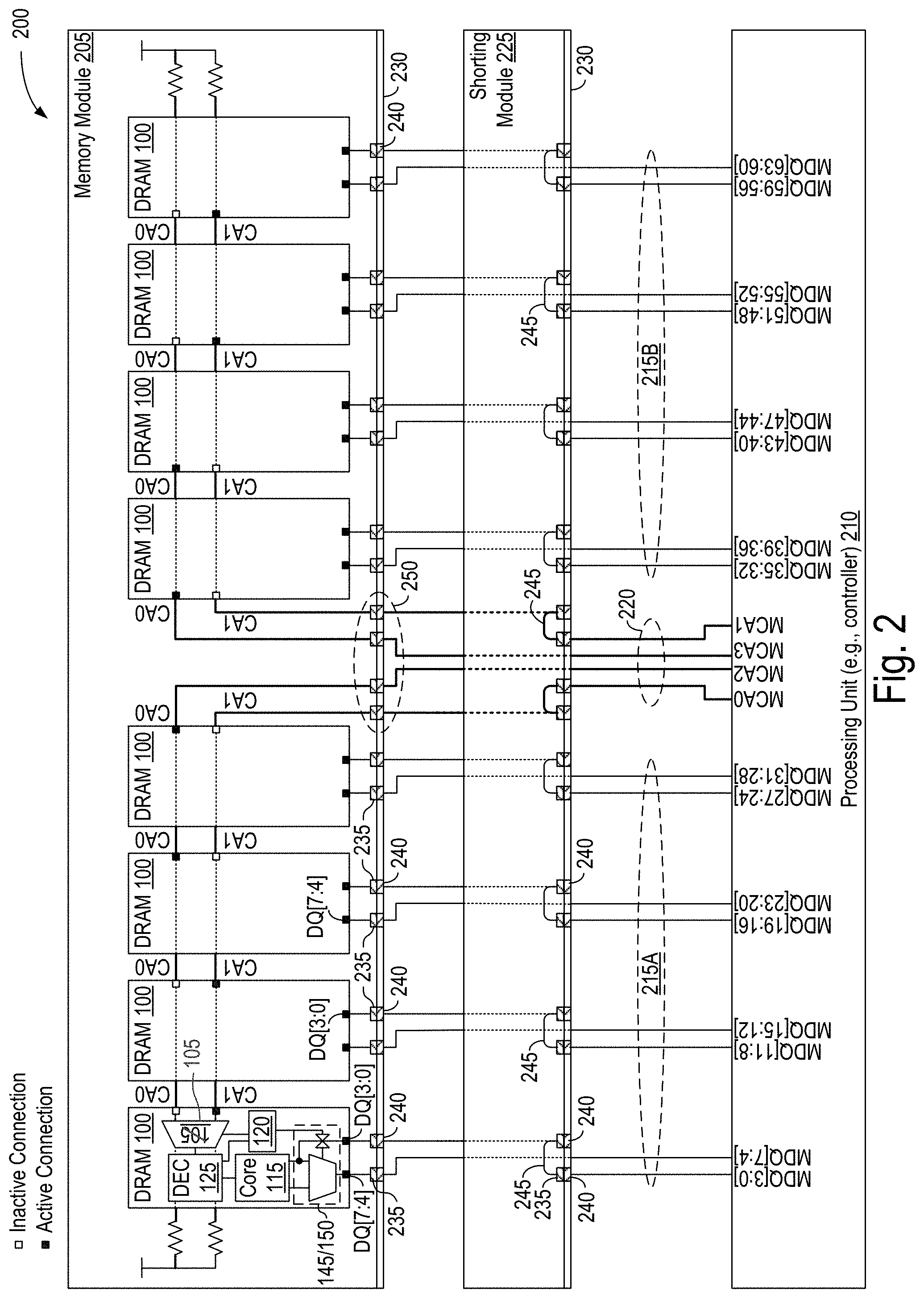 Patent US11782863 Figure 2 – Memory module with configurable command buffer