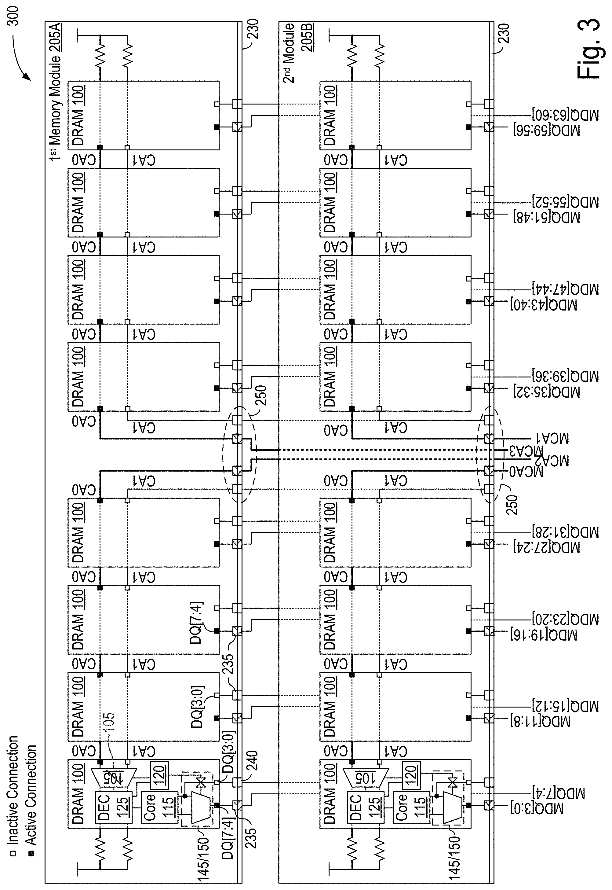 Patent US11782863 Figure 3 – Memory module with configurable command buffer