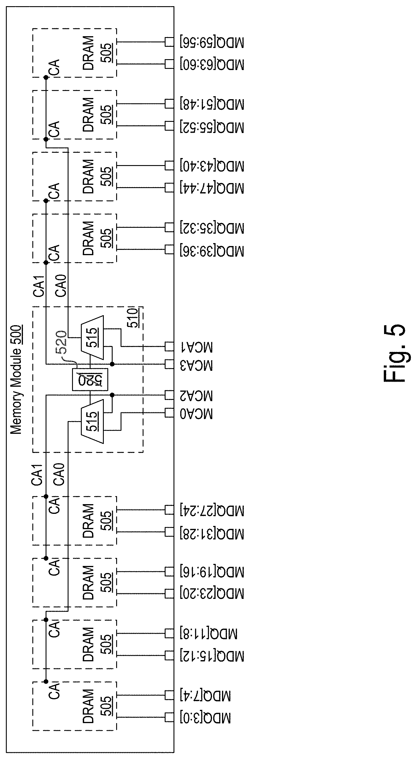 Patent US11782863 Figure 5 – Memory module with configurable command buffer